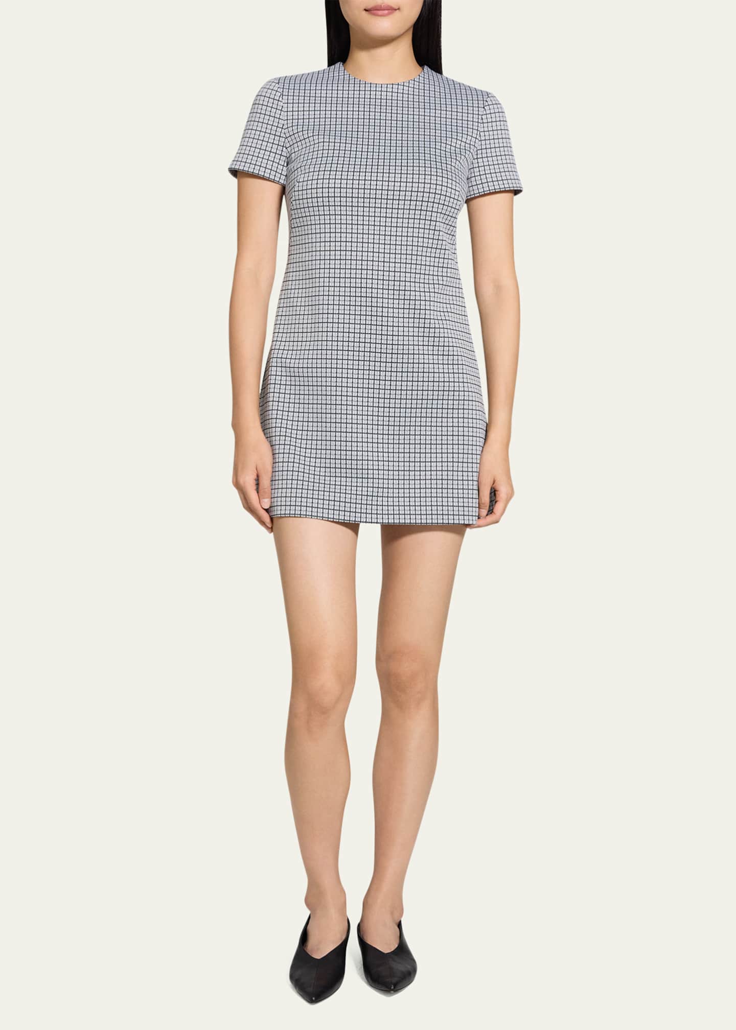 Theory Short-Sleeve A-Line Mini Dress Image 2 of 5