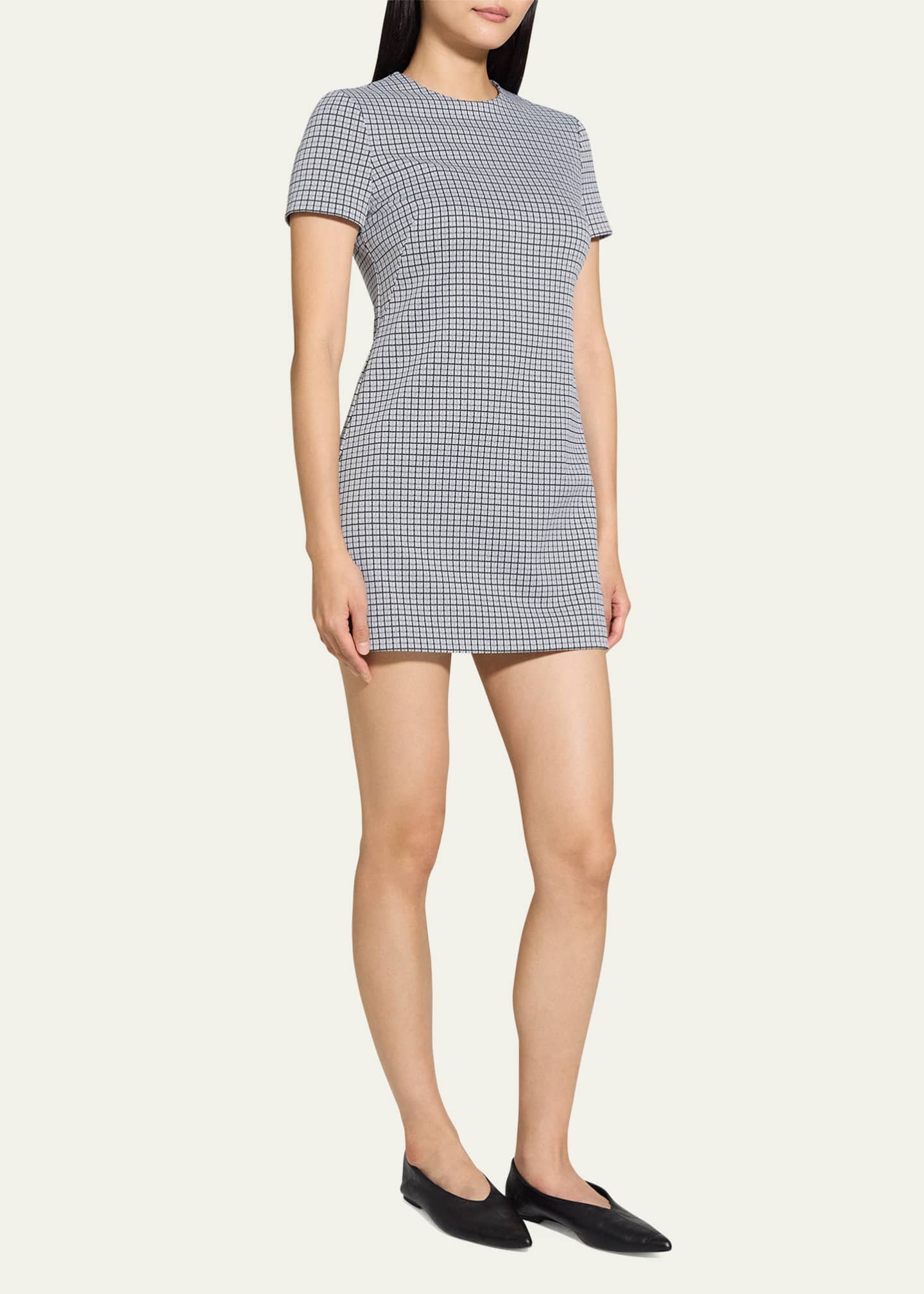 Theory Short-Sleeve A-Line Mini Dress Image 4 of 5