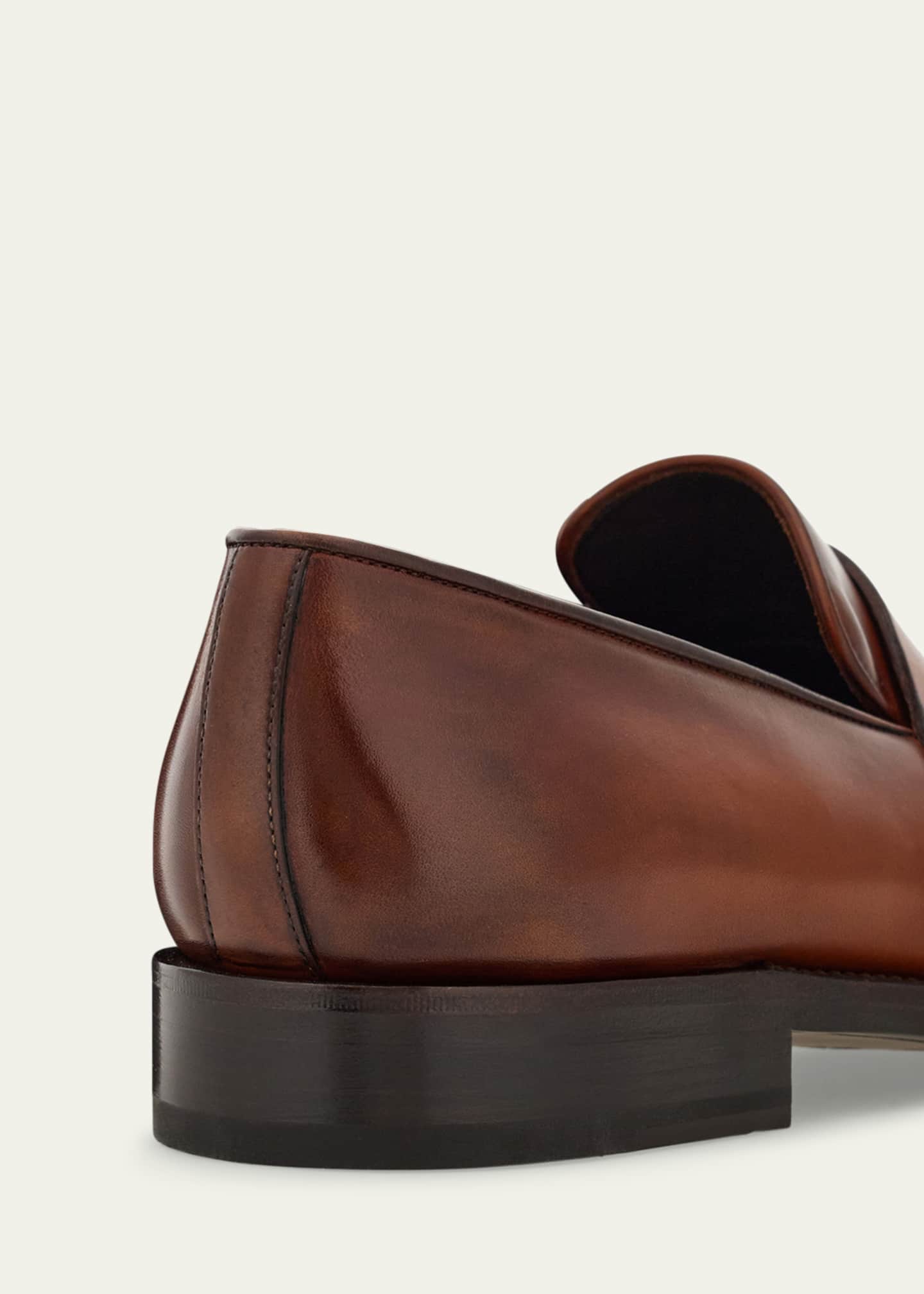 Ferragamo Men's Brandy Tramezza Leather Penny Loafers Image 2 of 3