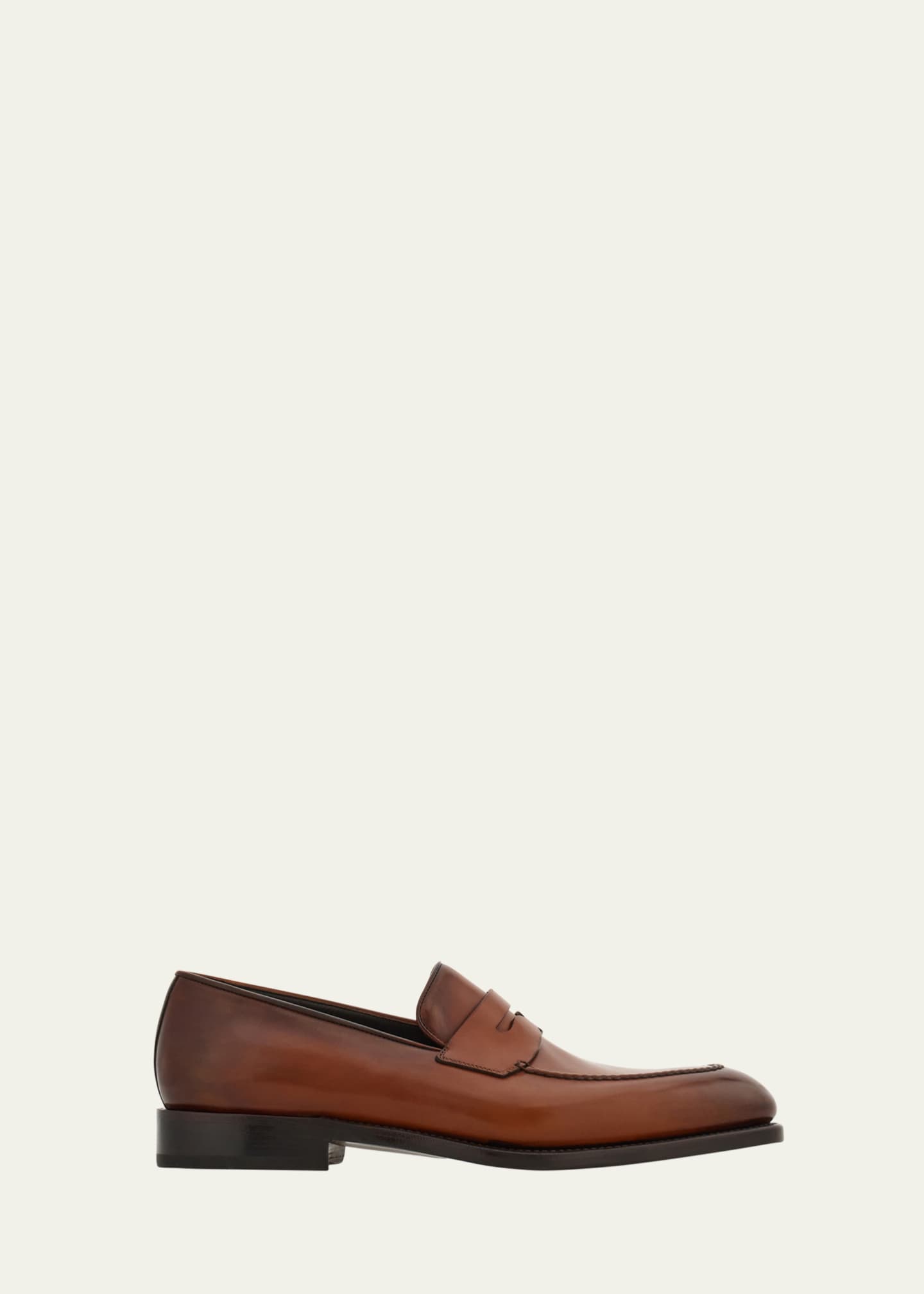 Ferragamo Men's Brandy Tramezza Leather Penny Loafers Image 1 of 3