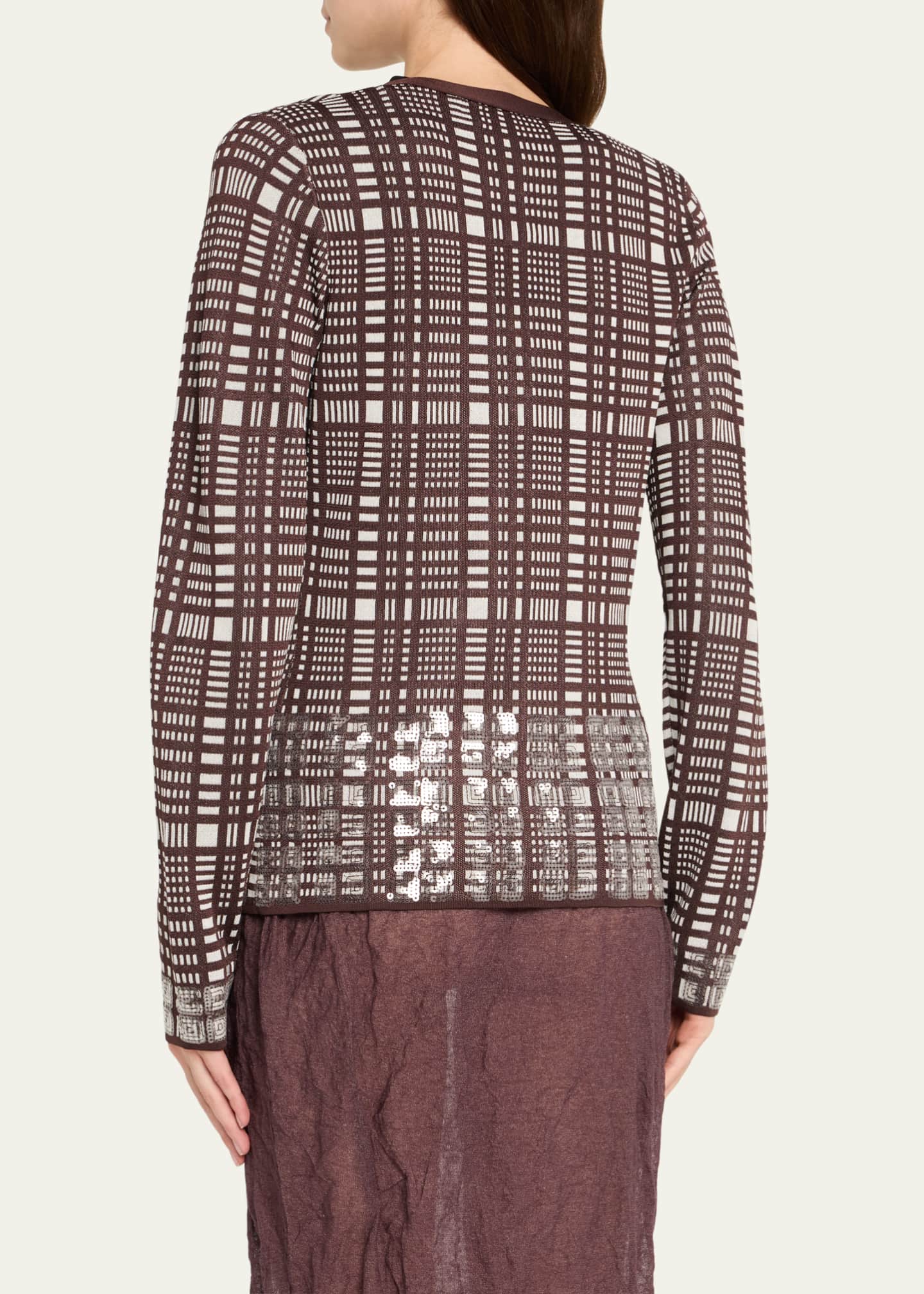 ZANKOV Elise Sequined Check V-Neck Cardigan Image 3 of 5