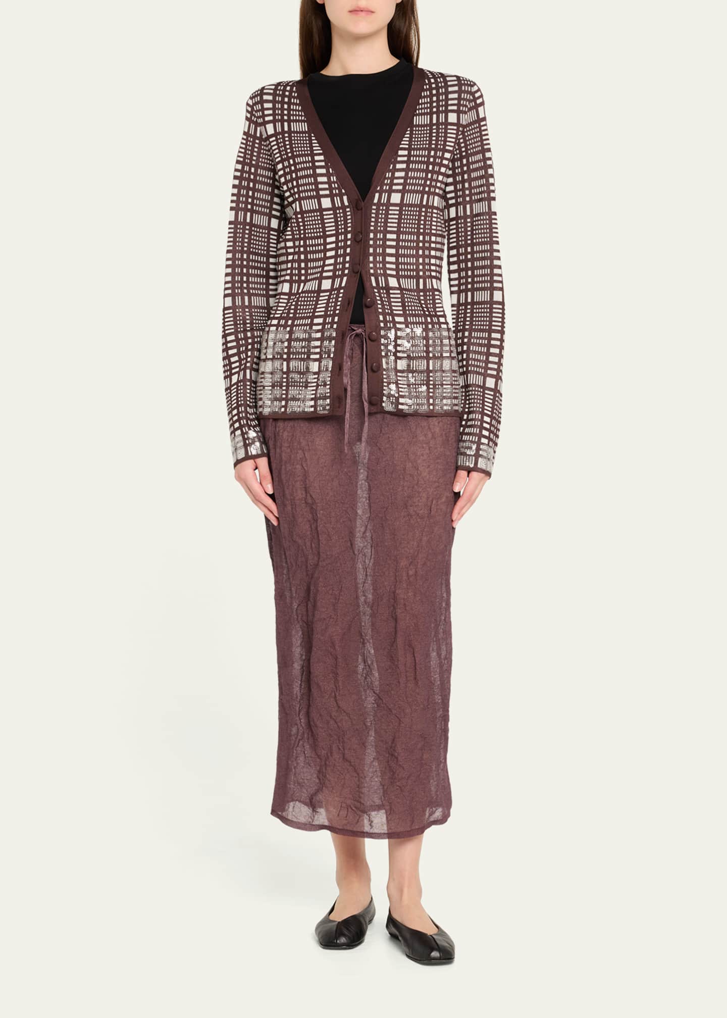 ZANKOV Rickie Sheer Knit Pull-On Ankle Skirt Image 2 of 5