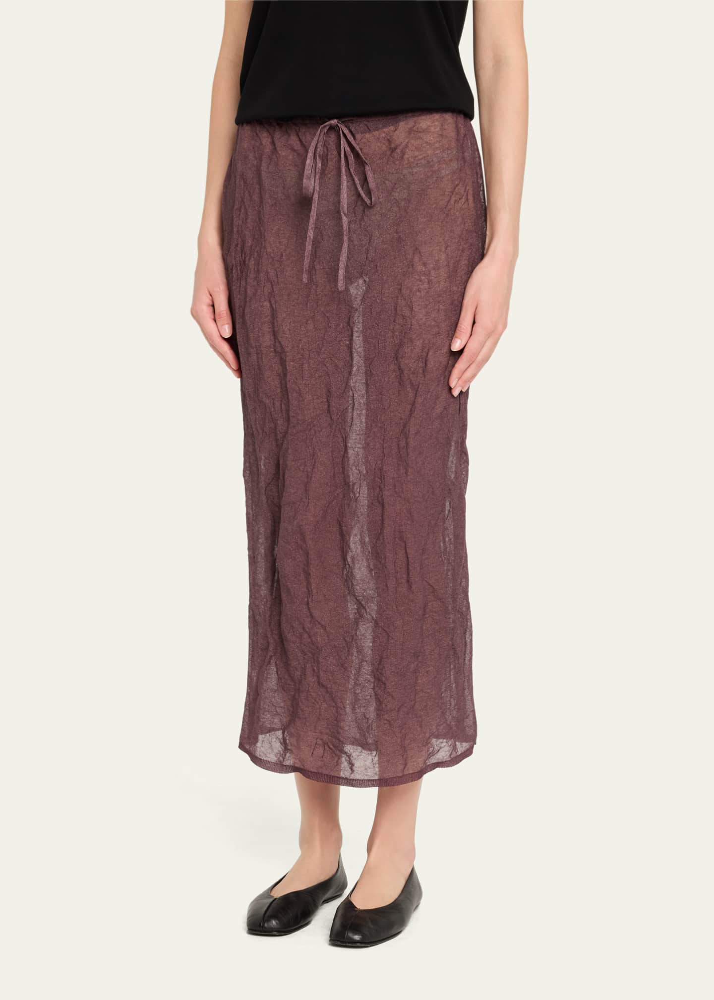 ZANKOV Rickie Sheer Knit Pull-On Ankle Skirt Image 4 of 5