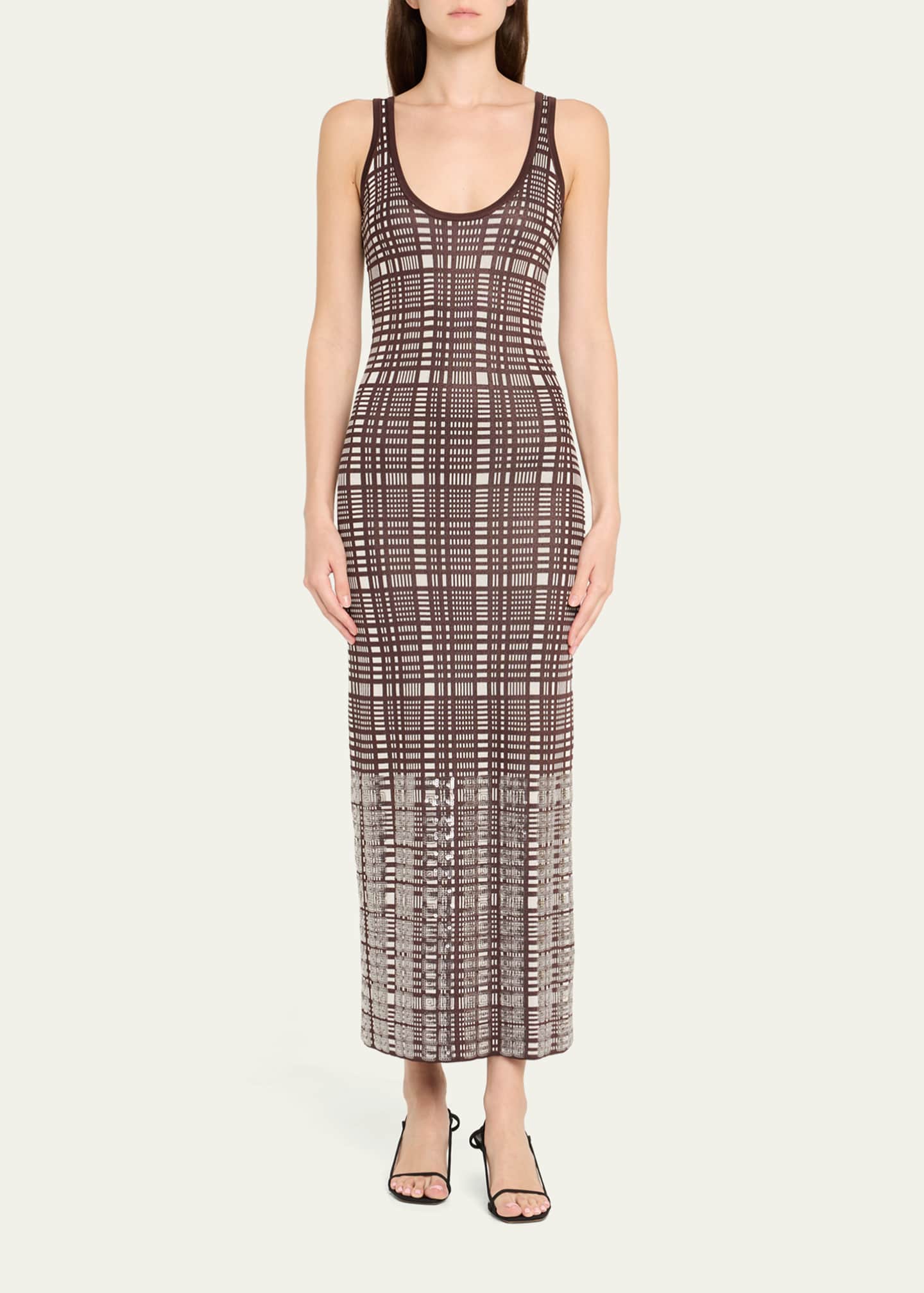 ZANKOV Jaqueline Sequined Check Sleeveless Maxi Dress Image 2 of 5