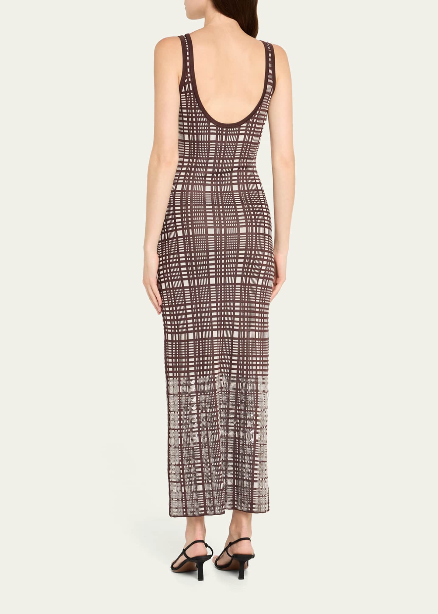 ZANKOV Jaqueline Sequined Check Sleeveless Maxi Dress Image 3 of 5