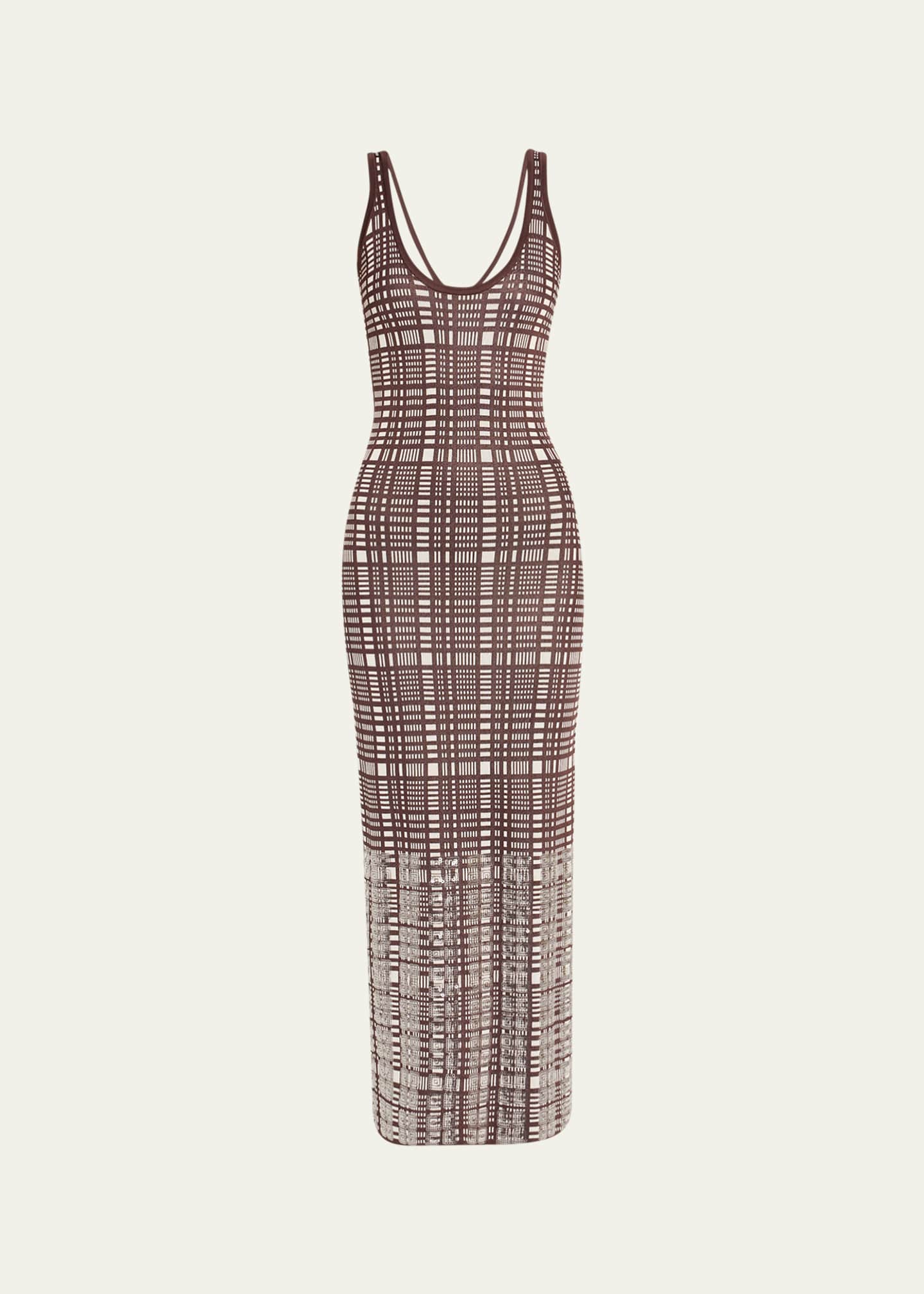 ZANKOV Jaqueline Sequined Check Sleeveless Maxi Dress Image 1 of 5