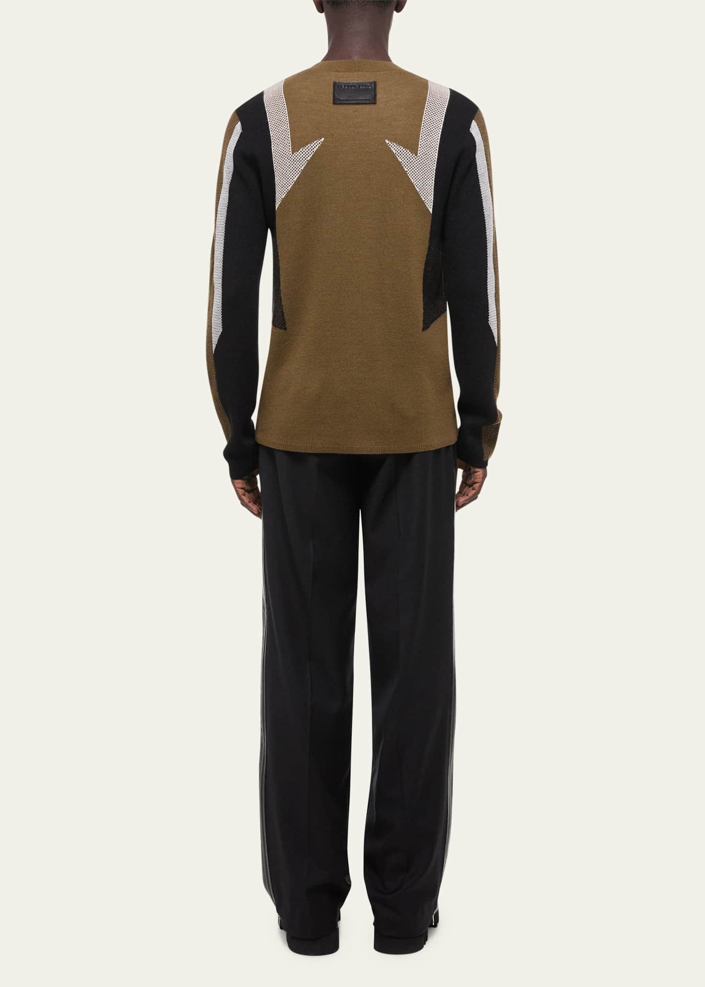 Helmut Lang Men's Wool Mesh Paneled Sweater Image 3 of 5