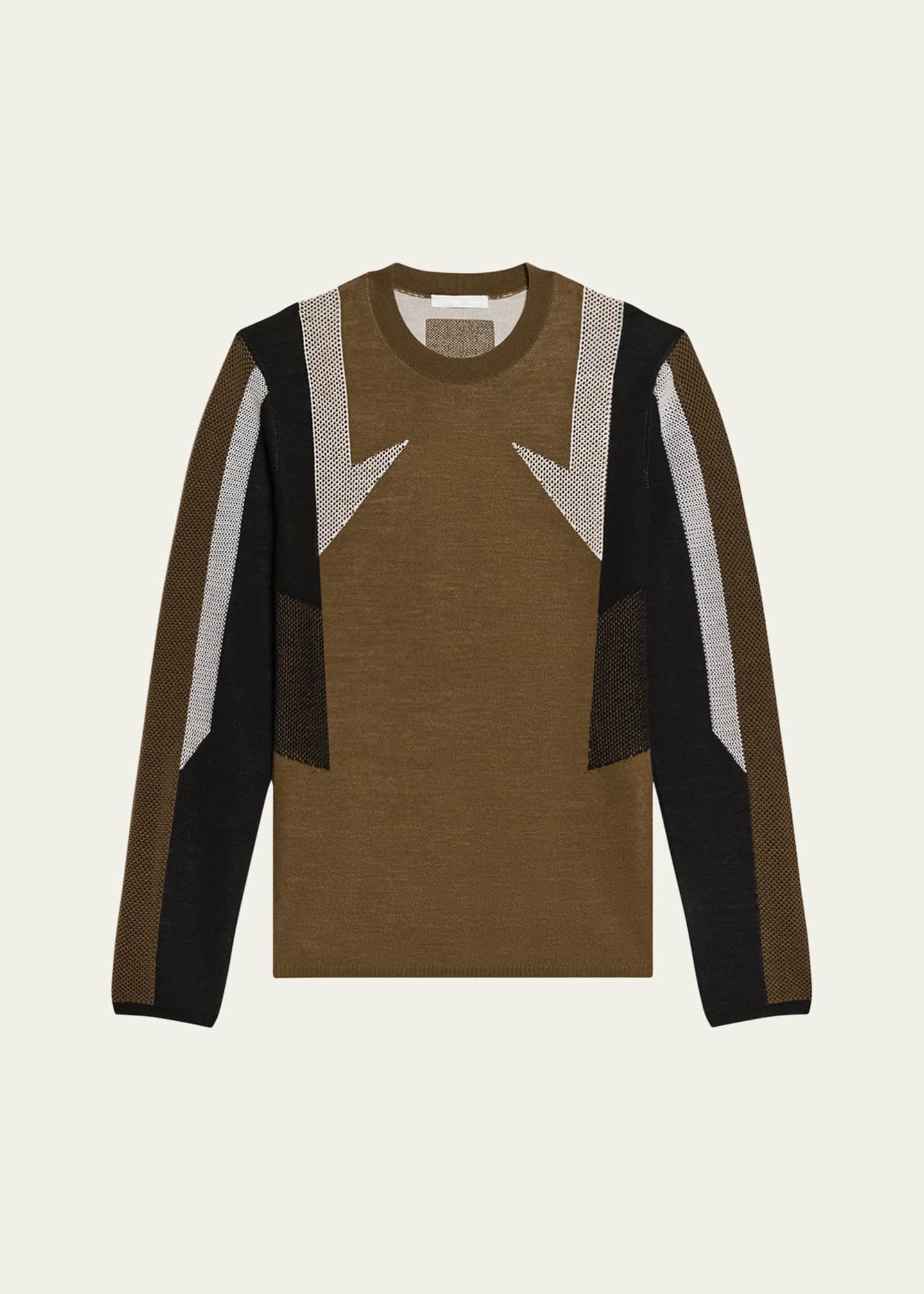 Helmut Lang Men's Wool Mesh Paneled Sweater Image 1 of 5