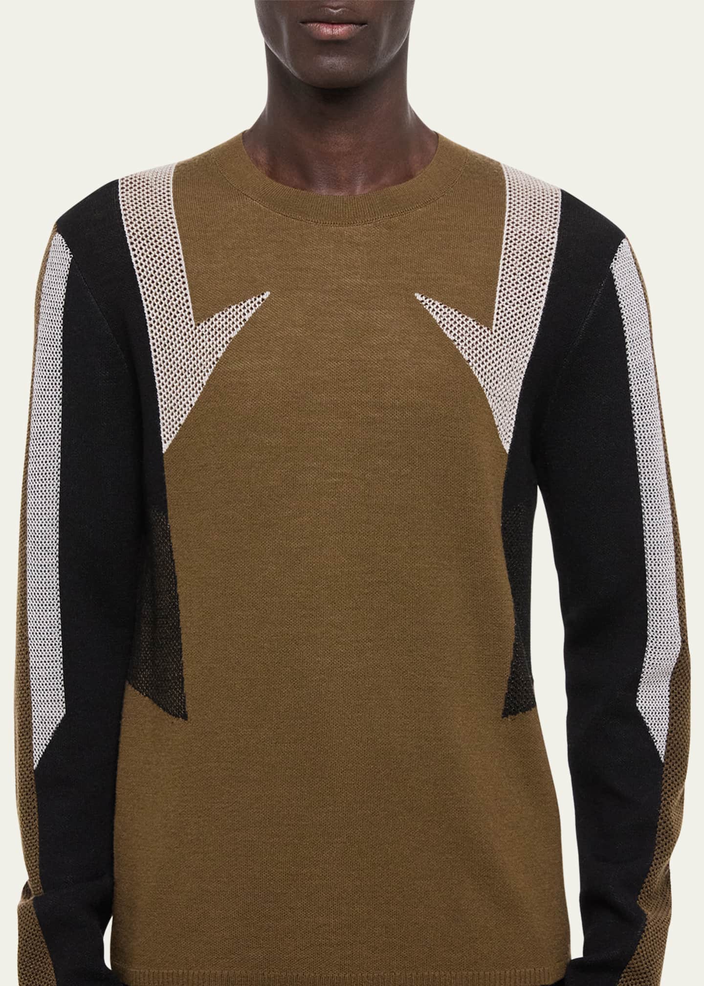 Helmut Lang Men's Wool Mesh Paneled Sweater Image 5 of 5