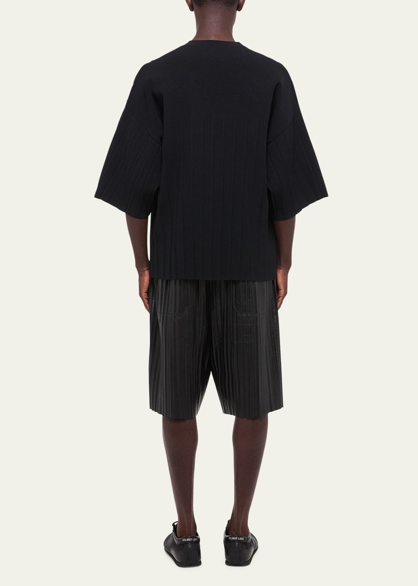 Helmut Lang Men's Pleated Crewneck T-Shirt Image 3 of 5