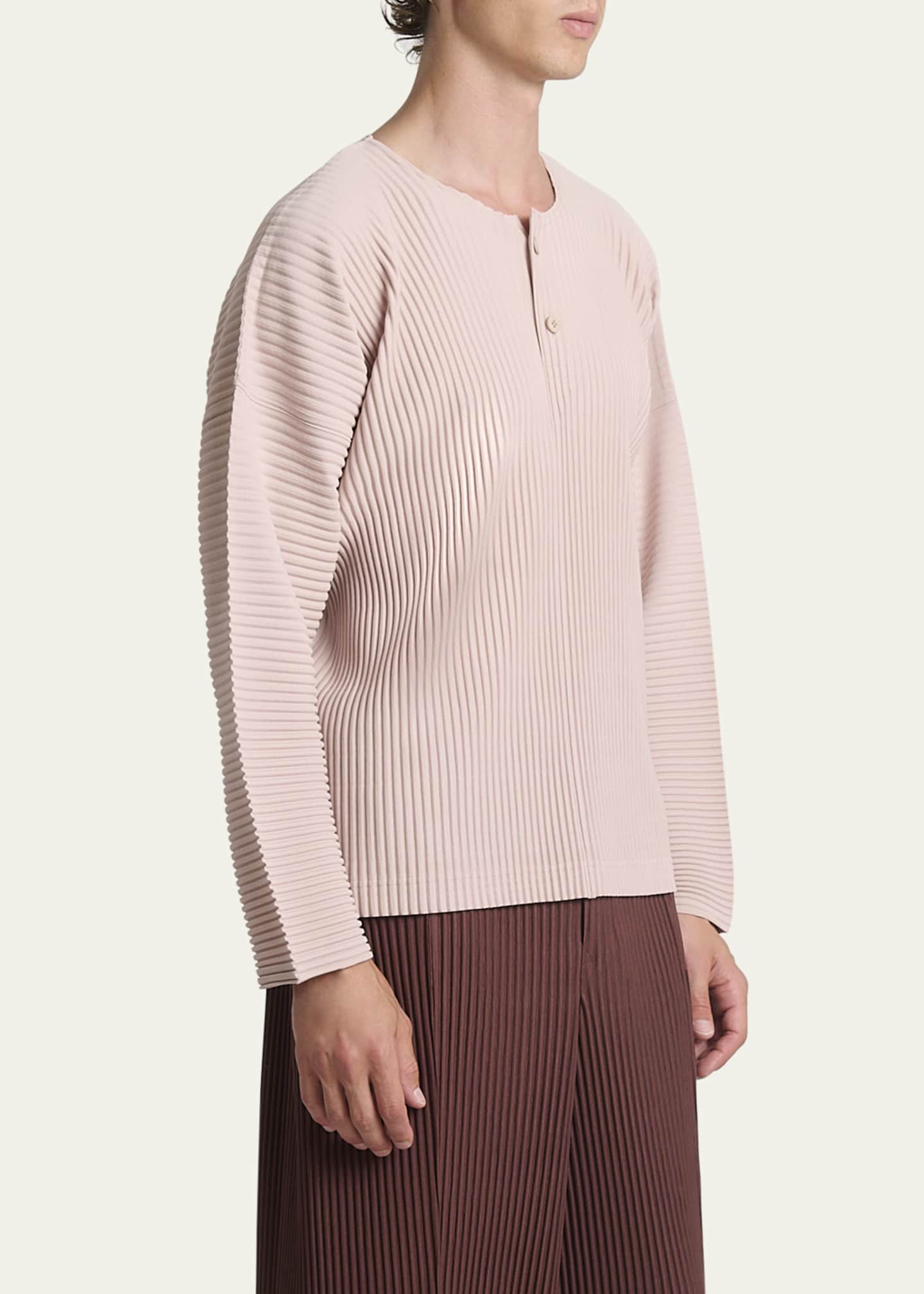 【大注目】 Homme Henley Pleated February Men's Miyake Issey Plisse トップス