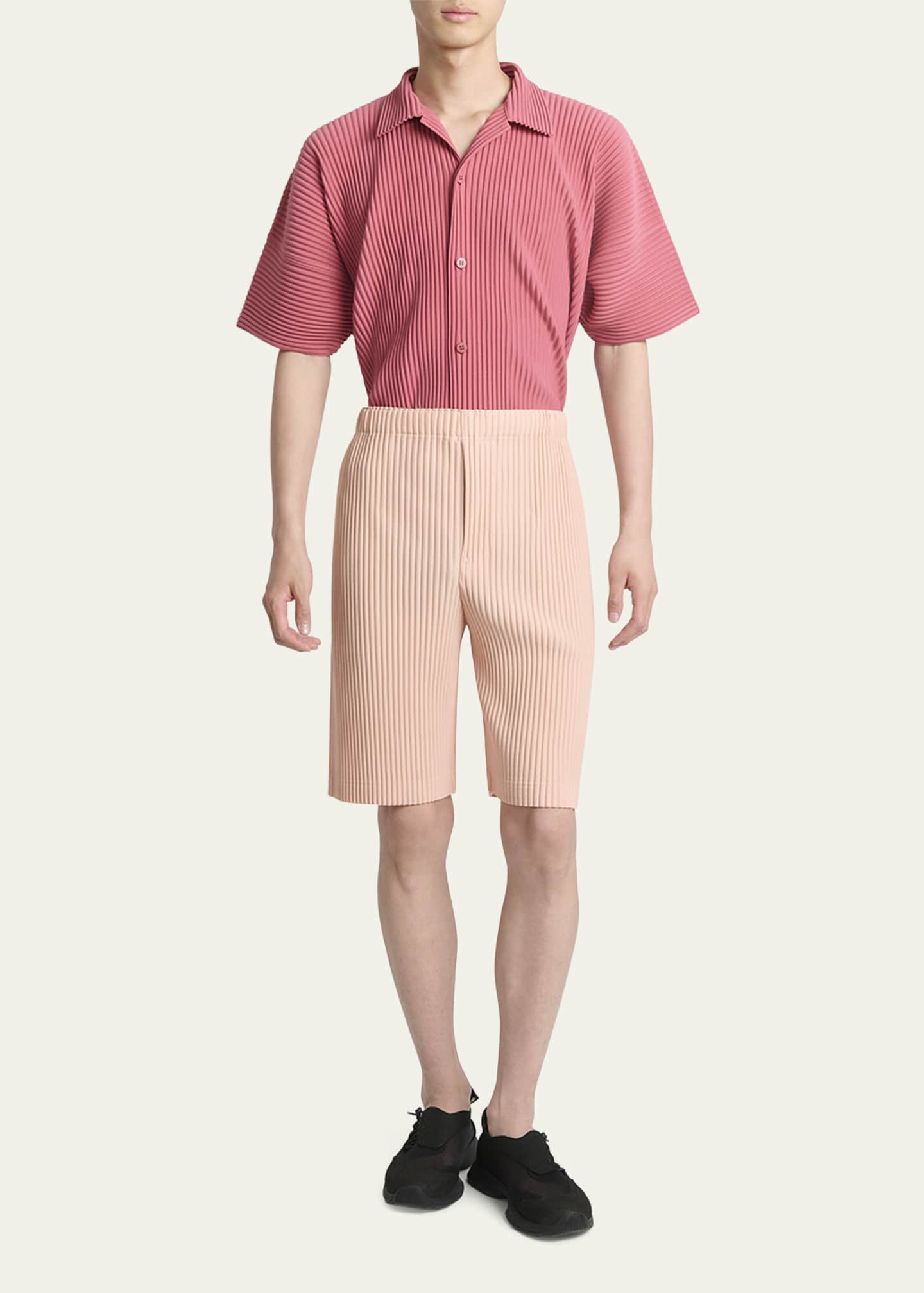 Homme Plisse Issey Miyake Men's Pleated Pull-On Shorts Image 2 of 5