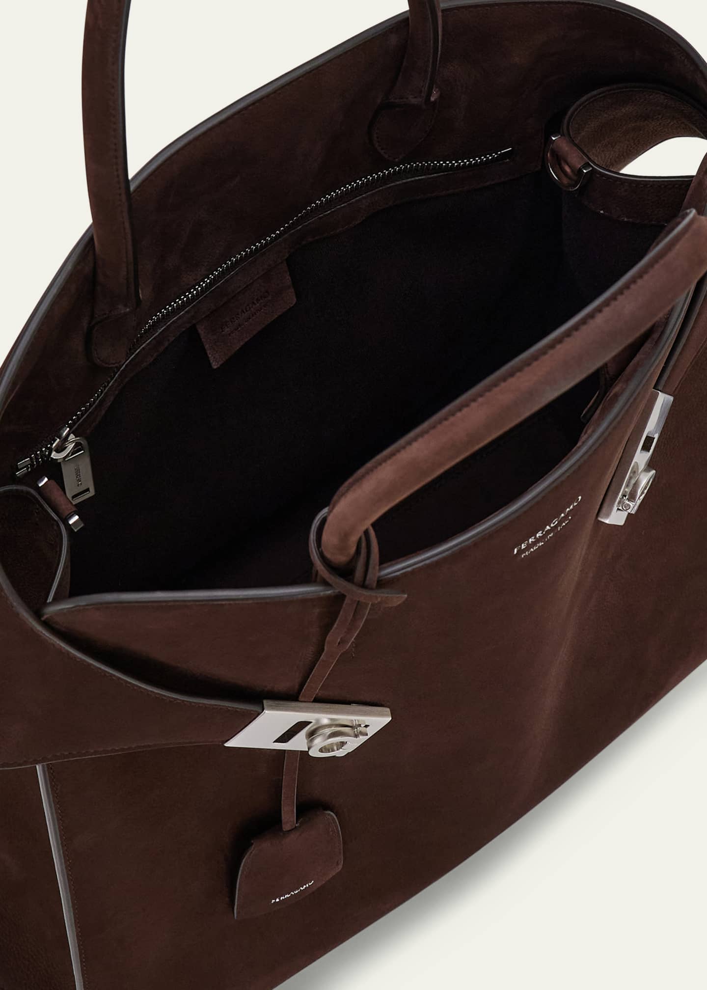 Ferragamo Men's Hug Leather Tote Bag Image 4 of 5