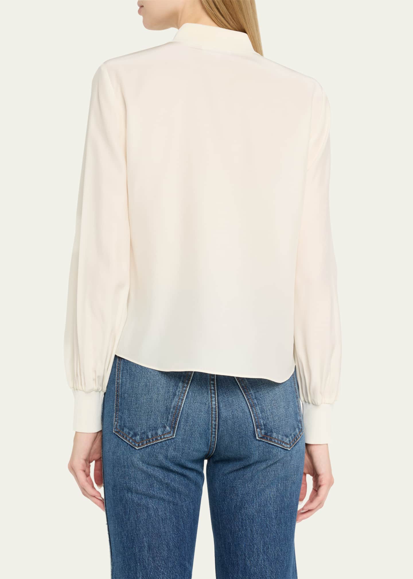 Cinq a Sept Karina Button-Front Silk Top Image 3 of 5