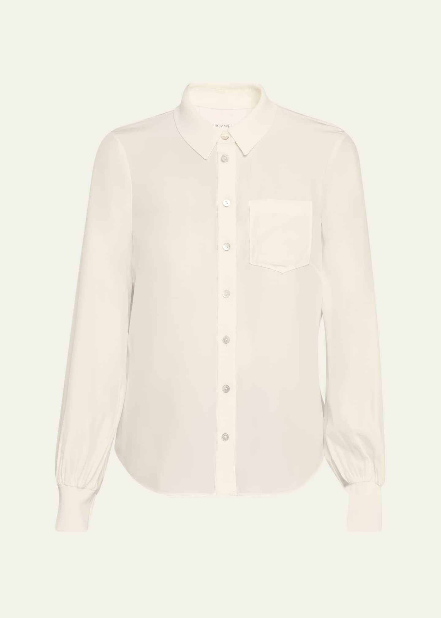 Cinq a Sept Karina Button-Front Silk Top Image 1 of 5