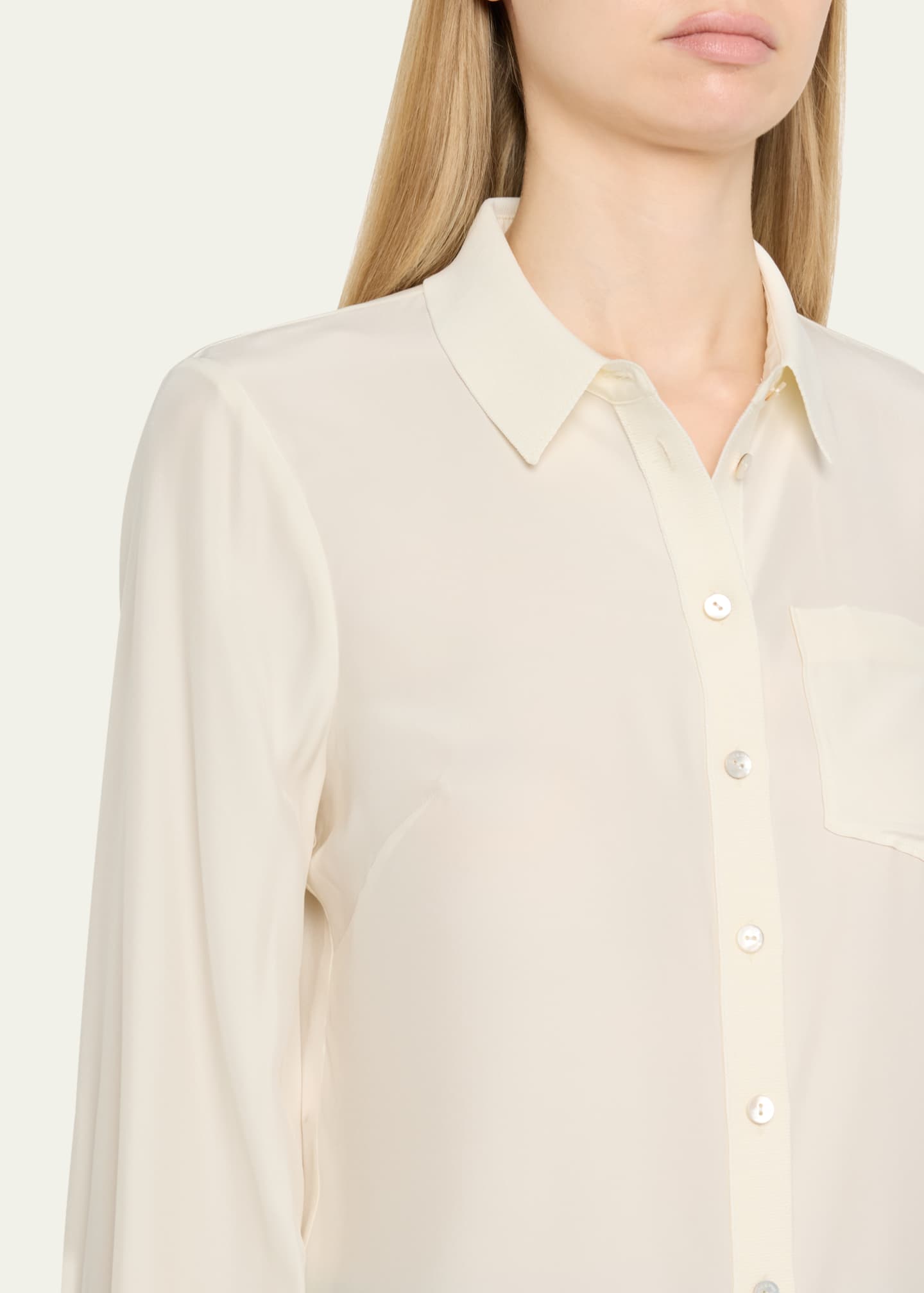 Cinq a Sept Karina Button-Front Silk Top Image 5 of 5