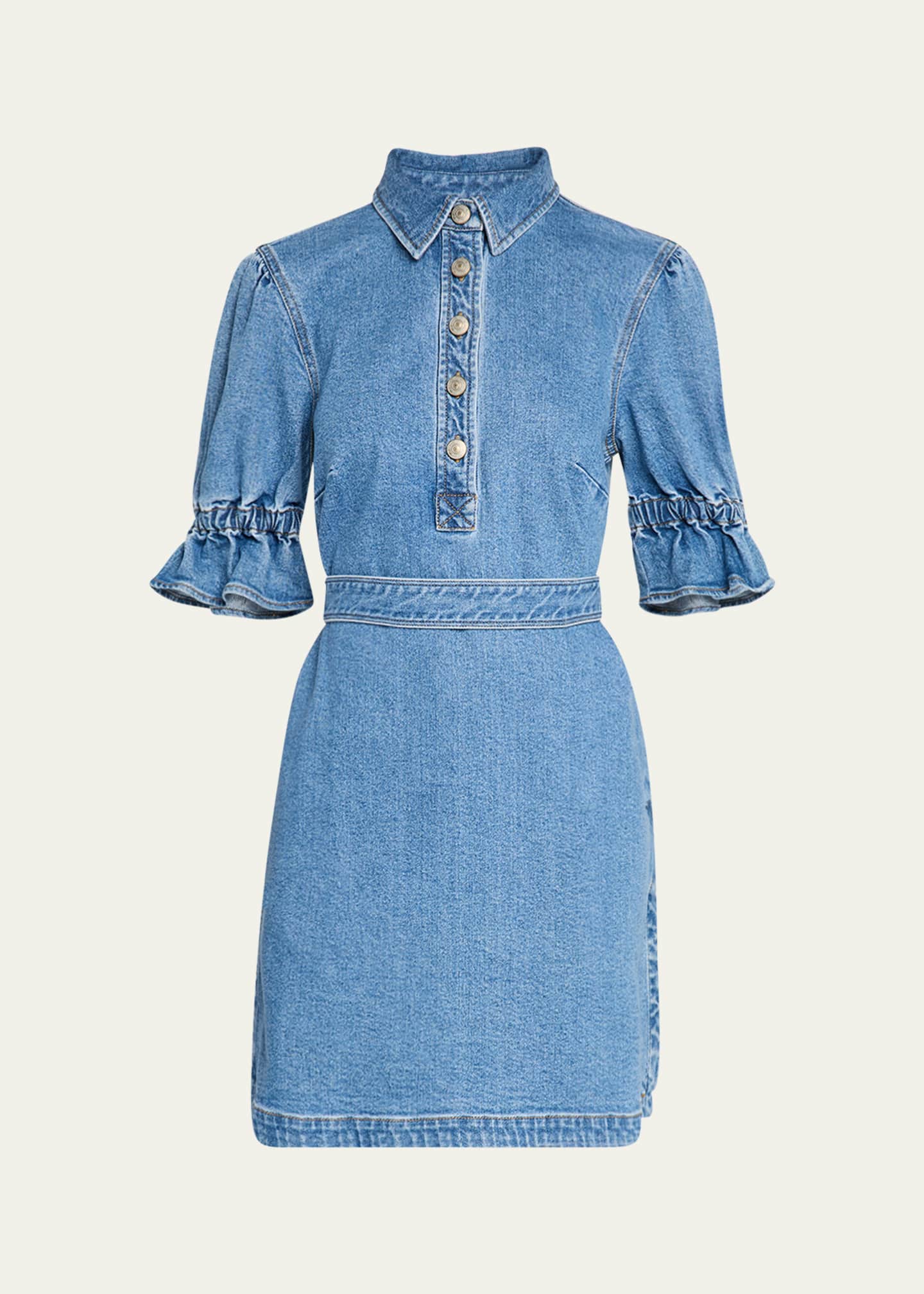 Cinq a Sept Nataly Denim Puff-Sleeve Mini Dress - Bergdorf Goodman