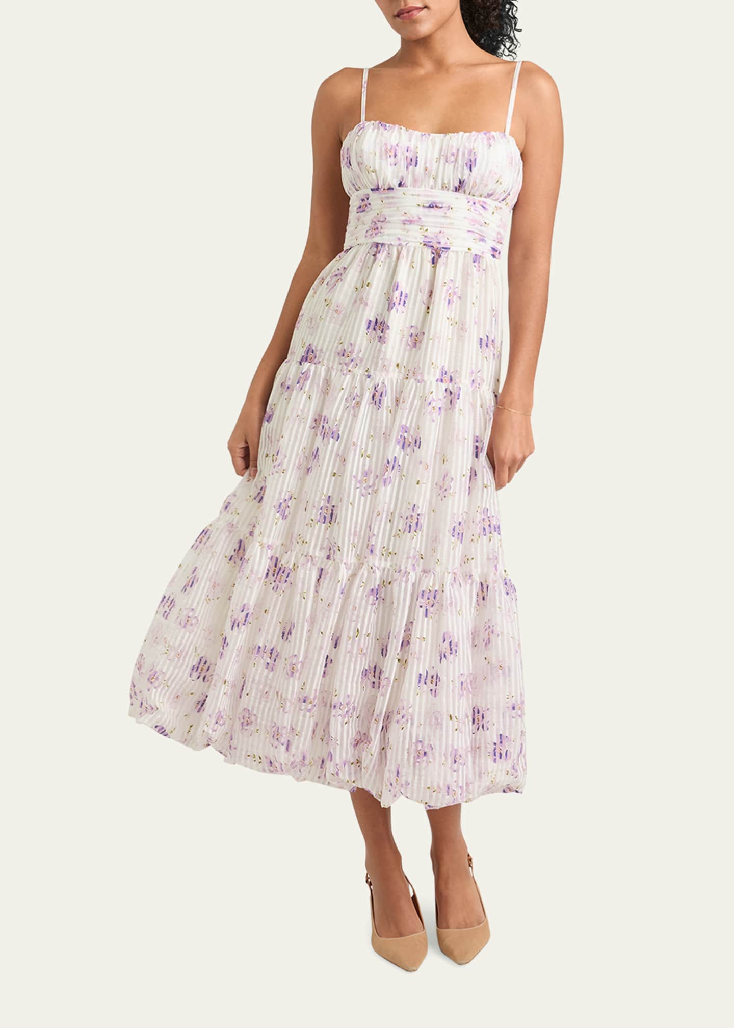 Cinq a Sept Joie Tossed Poppies Tiered Midi Dress Image 2 of 3