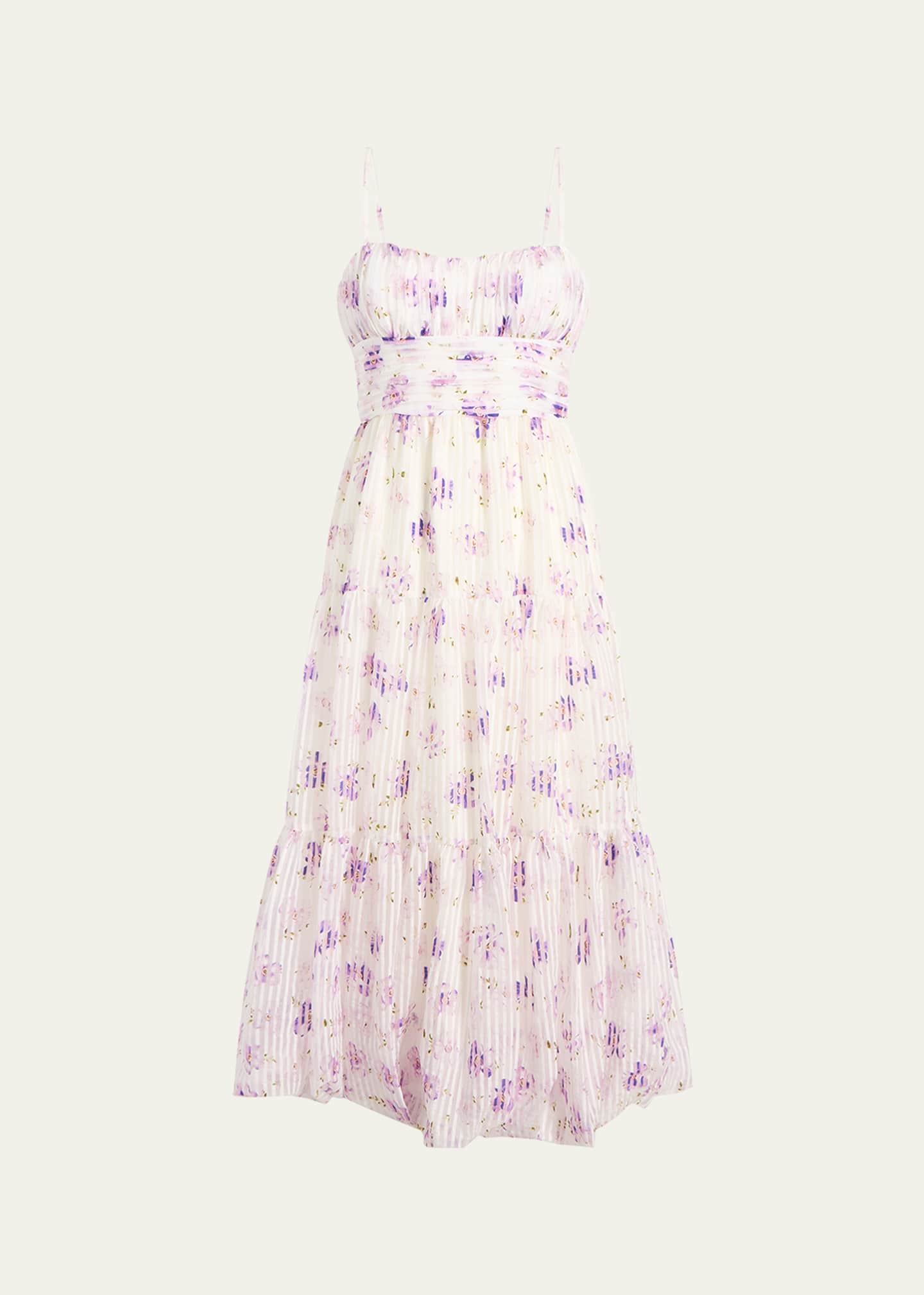 Cinq a Sept Joie Tossed Poppies Tiered Midi Dress Image 1 of 3