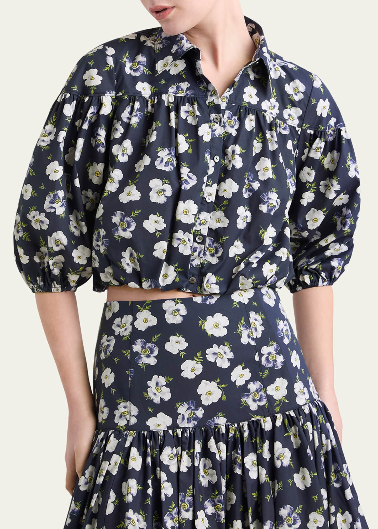 Cinq a Sept Elysa Tossed Poppies Crop Top Image 2 of 3