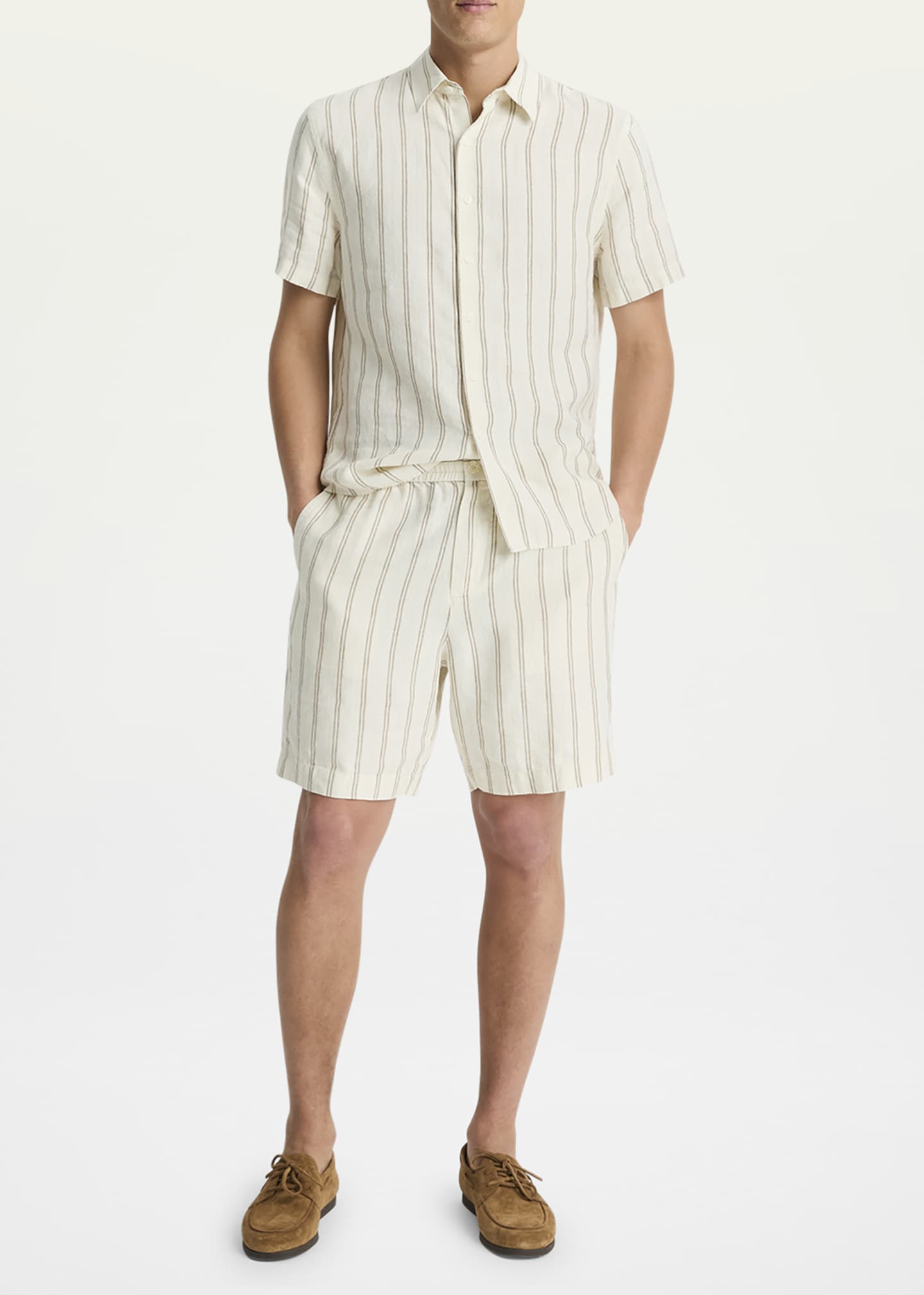 Vince Men's Mesa Stripe Hemp Beach Shorts Image 2 of 4