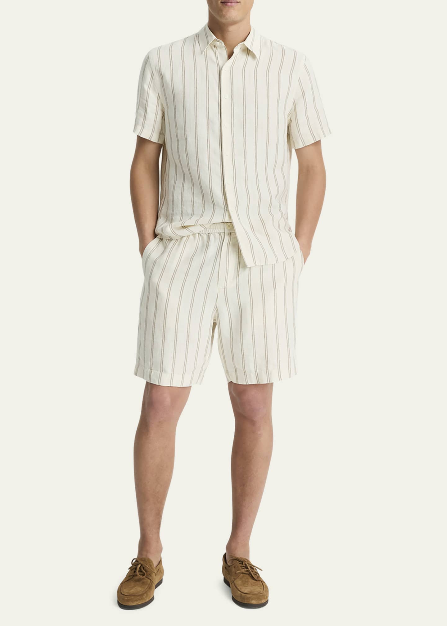 Vince Men's Mesa Stripe Hemp Beach Shorts Image 4 of 4