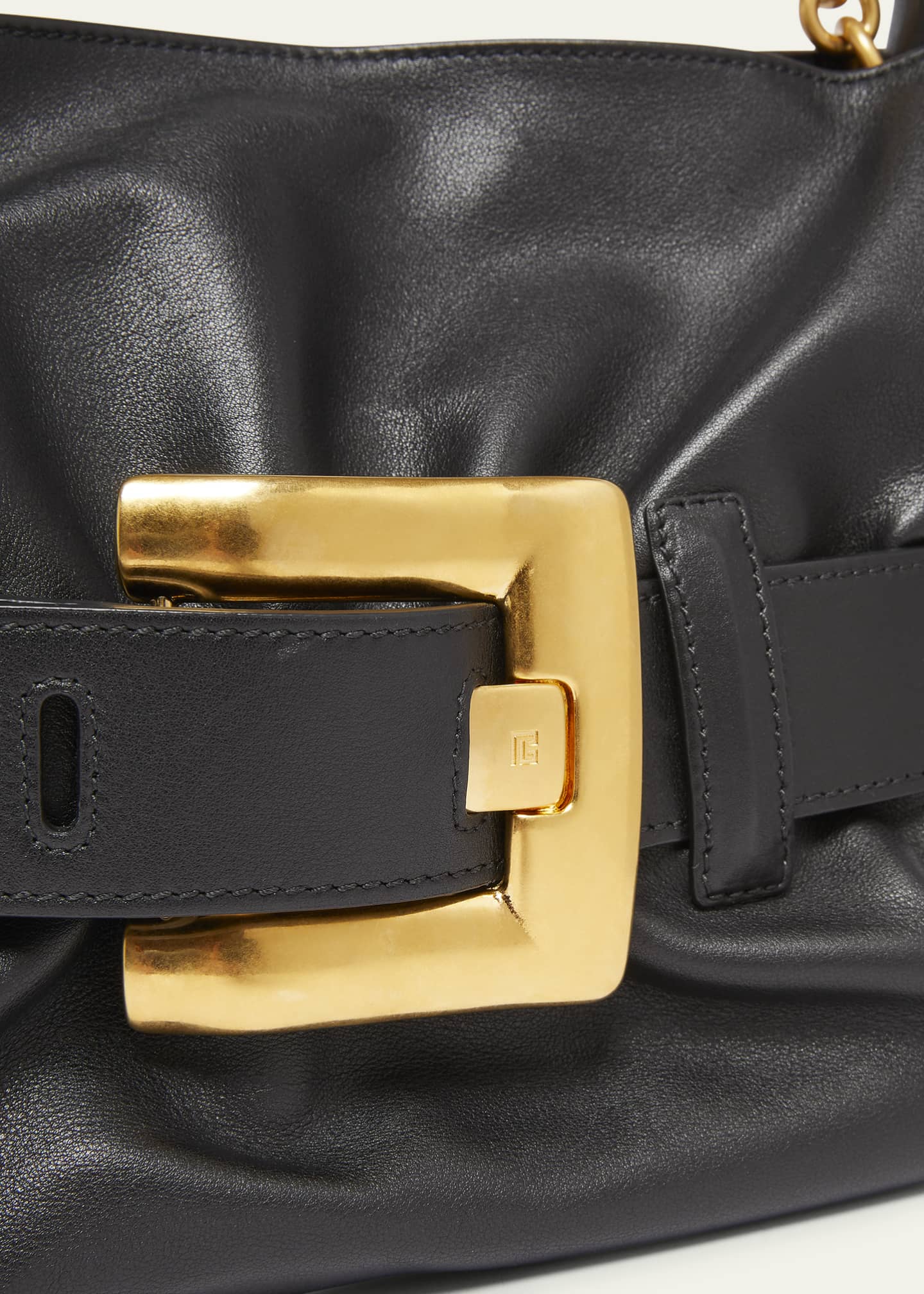 Balmain Anthem Medium Buckle Shoulder Bag in Calfskin Image 6 of 6