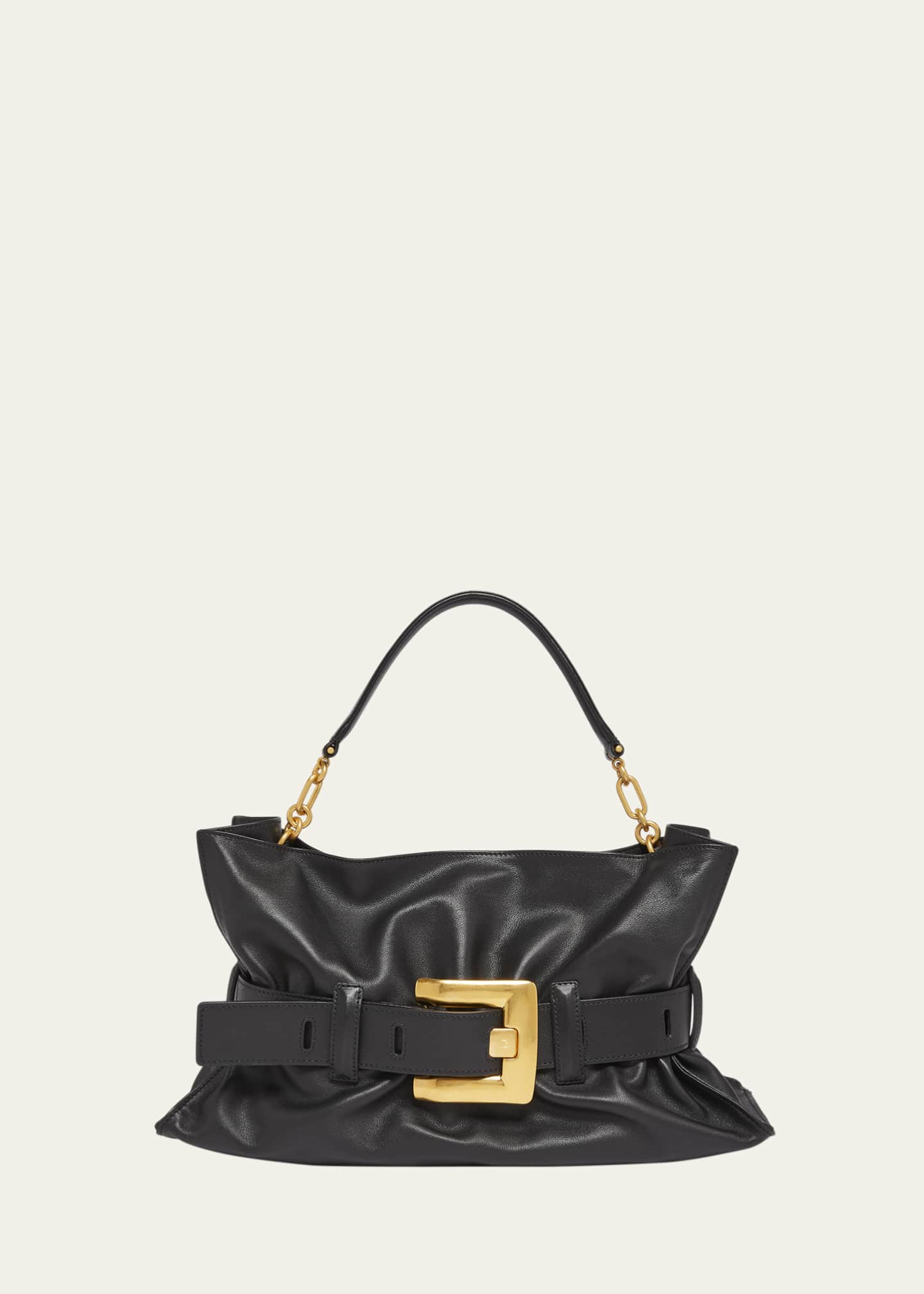 Balmain Anthem Medium Buckle Shoulder Bag in Calfskin Image 1 of 6