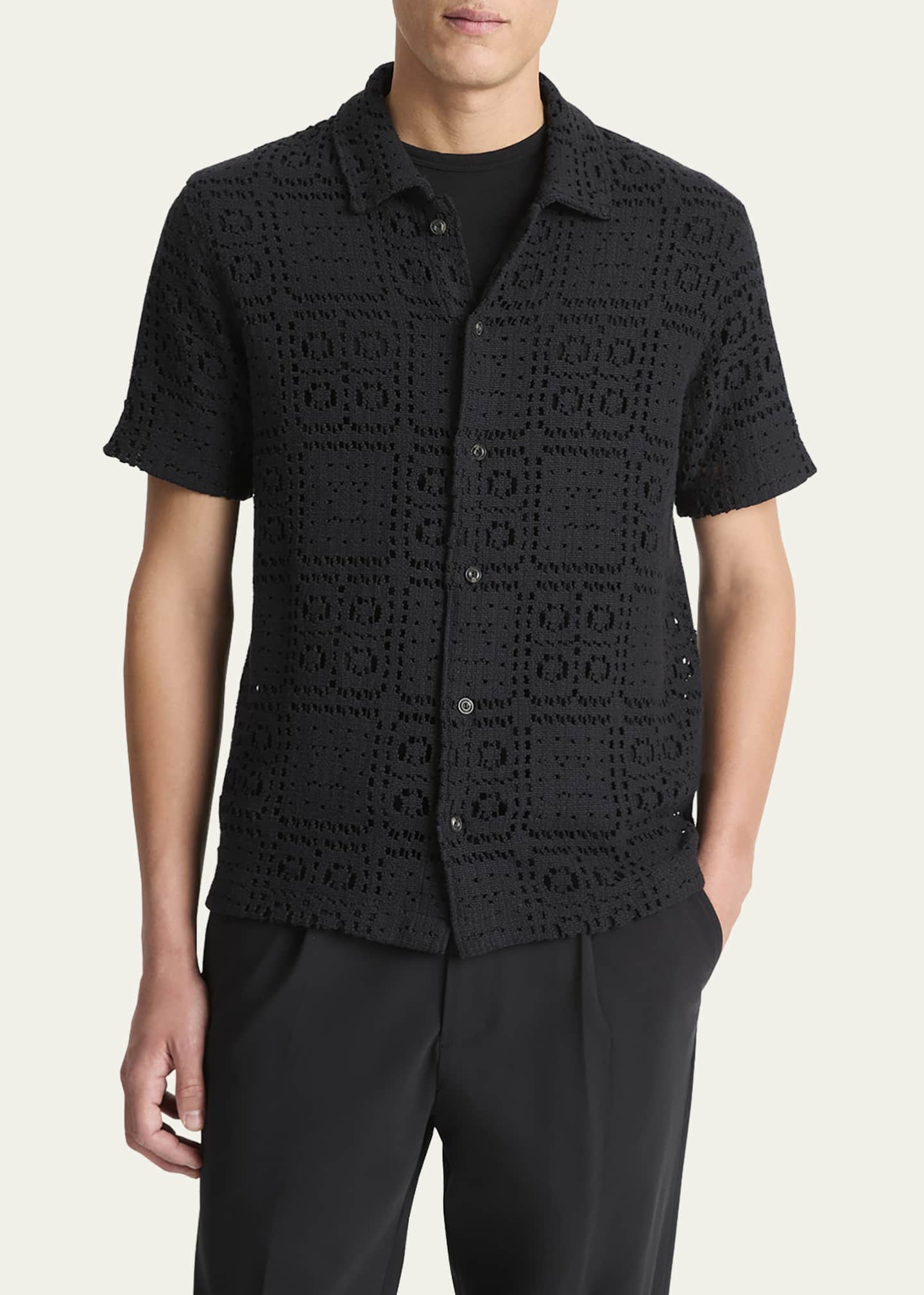 Vince Men's Crochet Button-Down Shirt Image 2 of 4