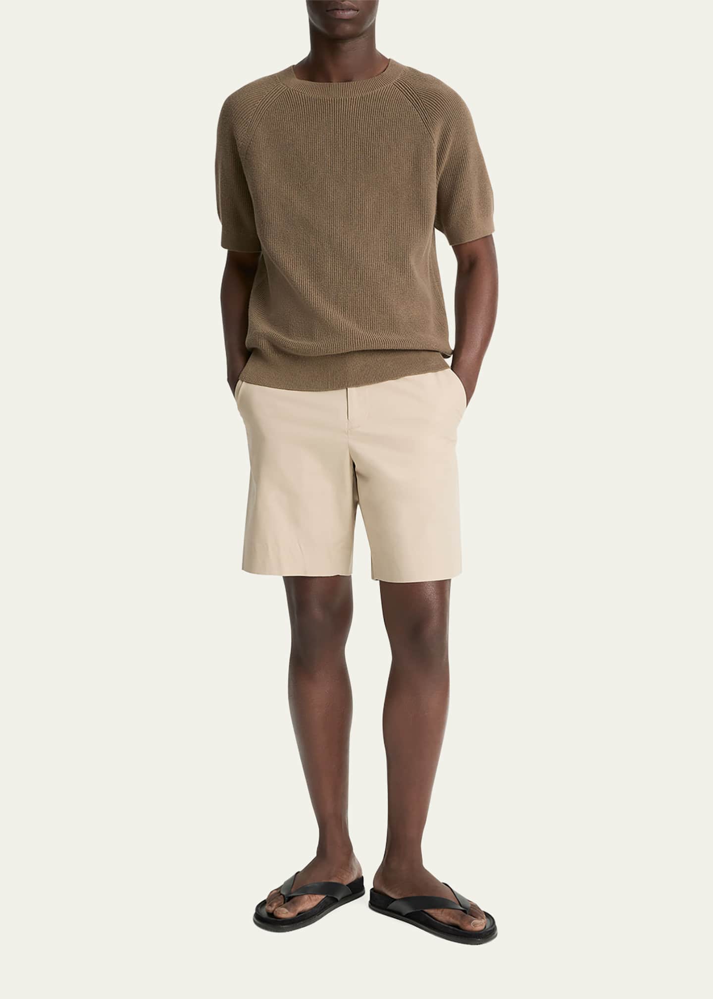 Vince Men's Italian Cotton Extended-Tab Shorts Image 2 of 4