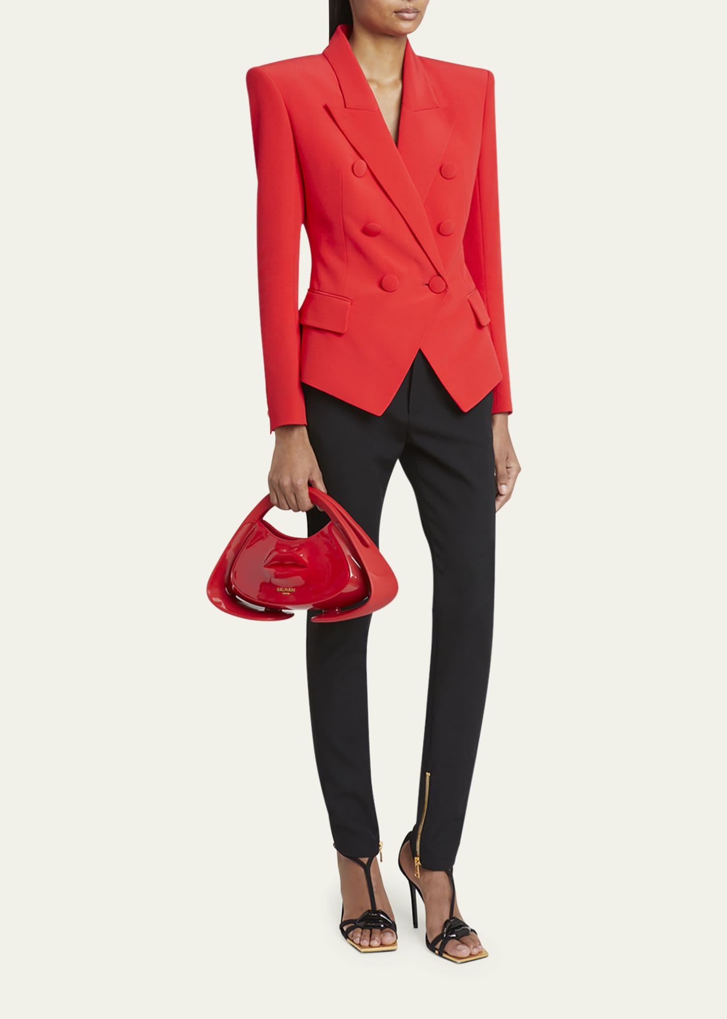Balmain Jolie Madame Small Lips Top-Handle Bag in Patent Faux Leather Image 5 of 5