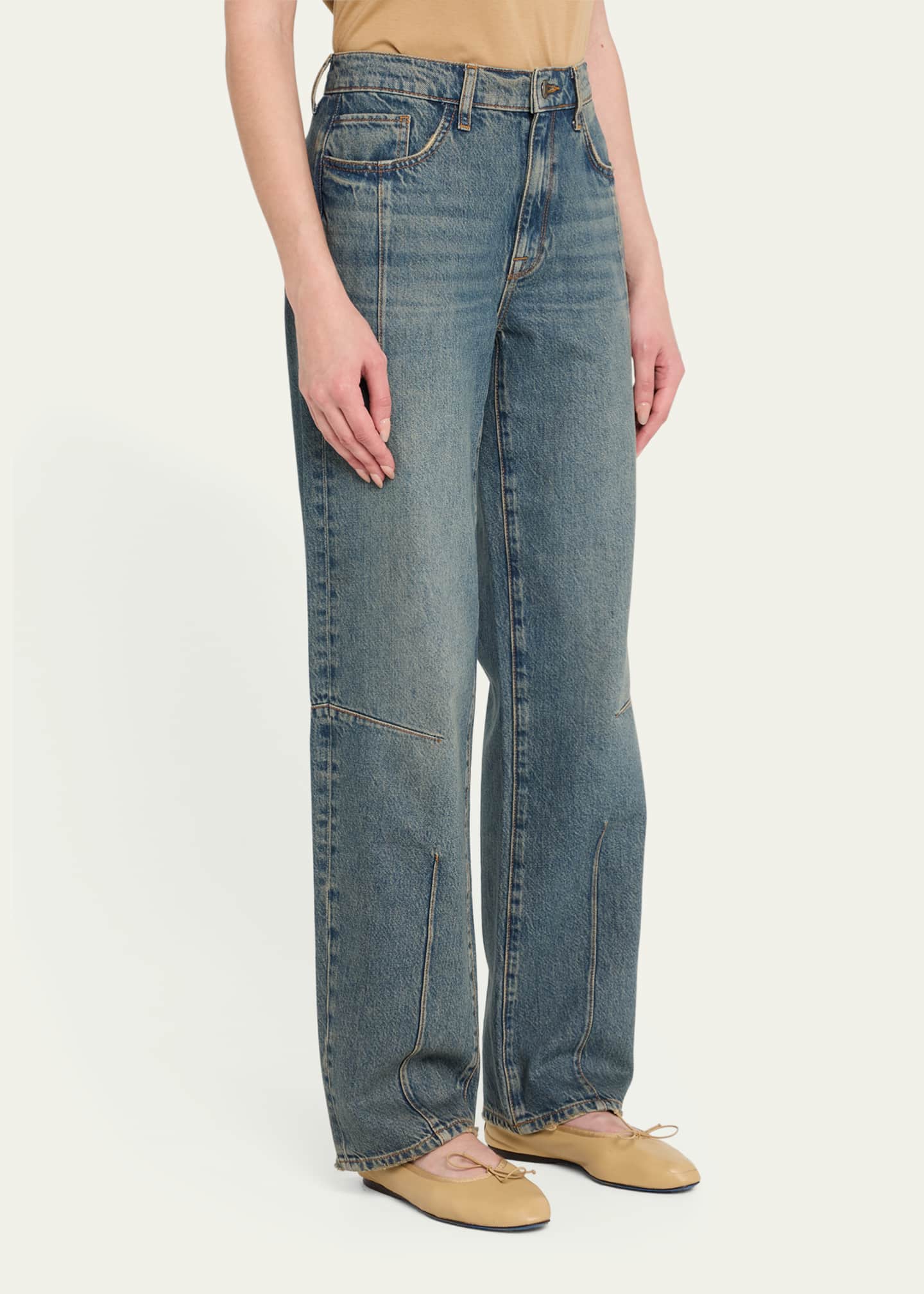 Triarchy Goldie Mid-Rise Darted Straight-Leg Jeans Image 4 of 5