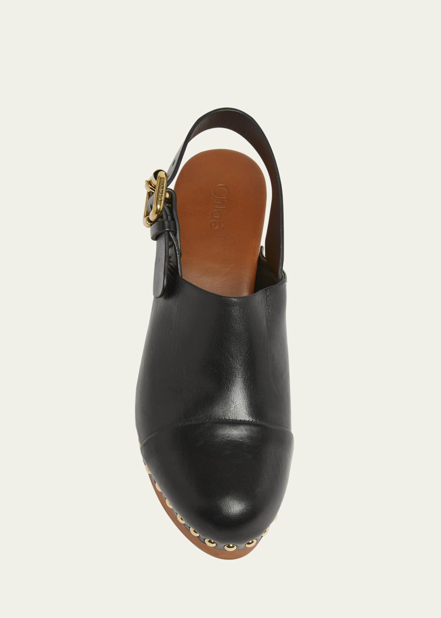 Chloe Jeannette Leather Slingback Platform Clogs Image 4 of 4