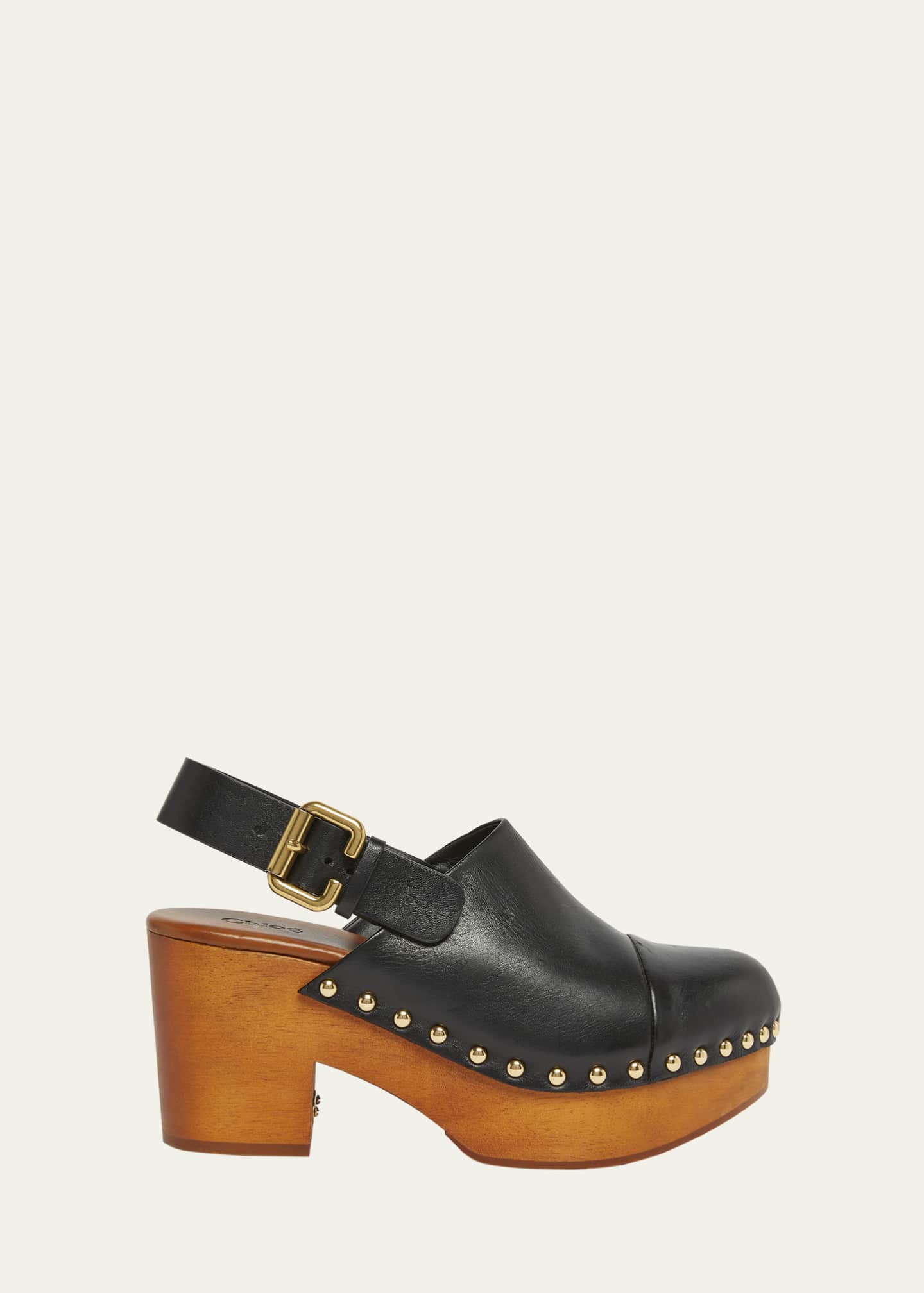 Chloe Jeannette Leather Slingback Platform Clogs Image 1 of 4