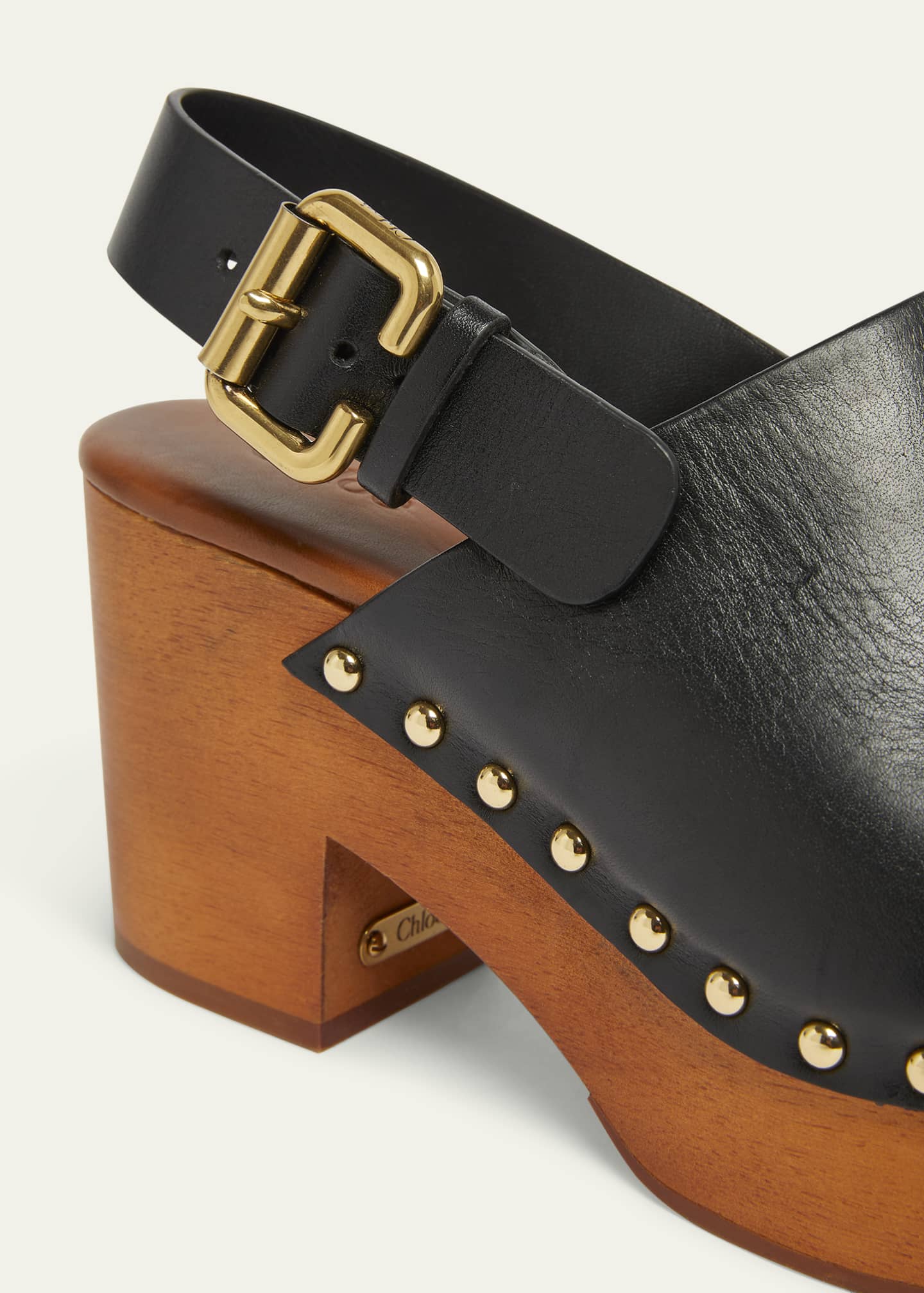 Chloe Jeannette Leather Slingback Platform Clogs Image 3 of 4