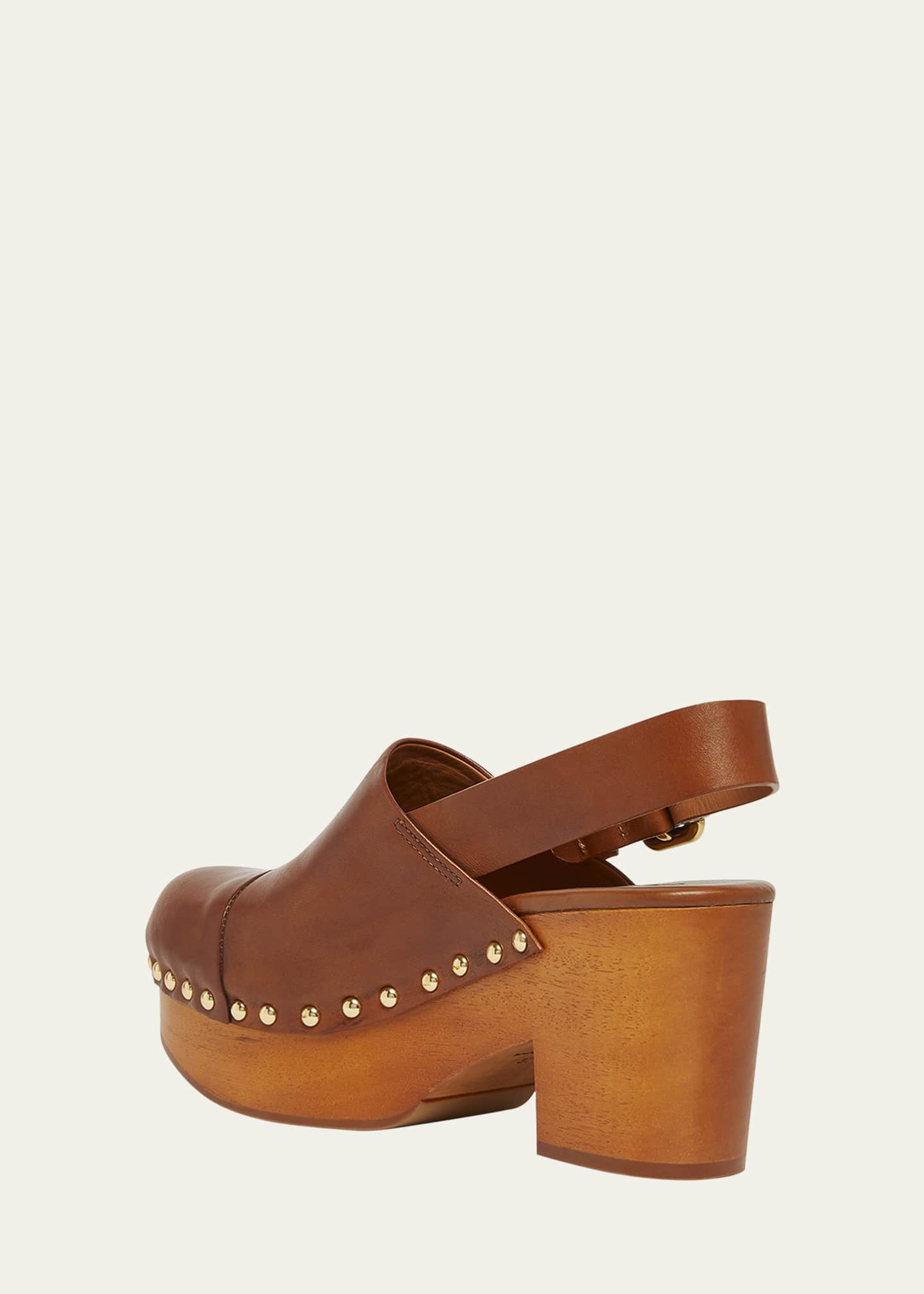 Chloe Jeannette Leather Slingback Platform Clogs Image 2 of 4