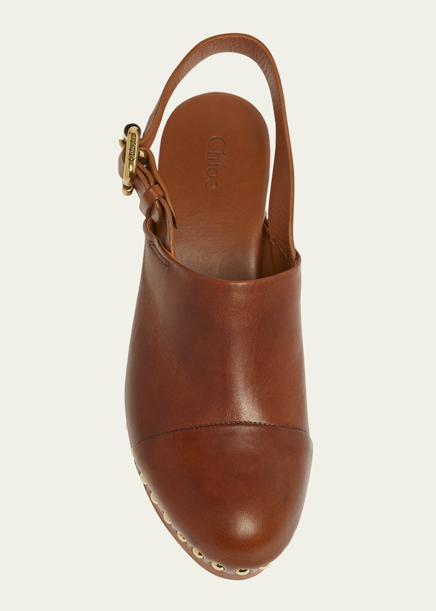 Chloe Jeannette Leather Slingback Platform Clogs Image 4 of 4