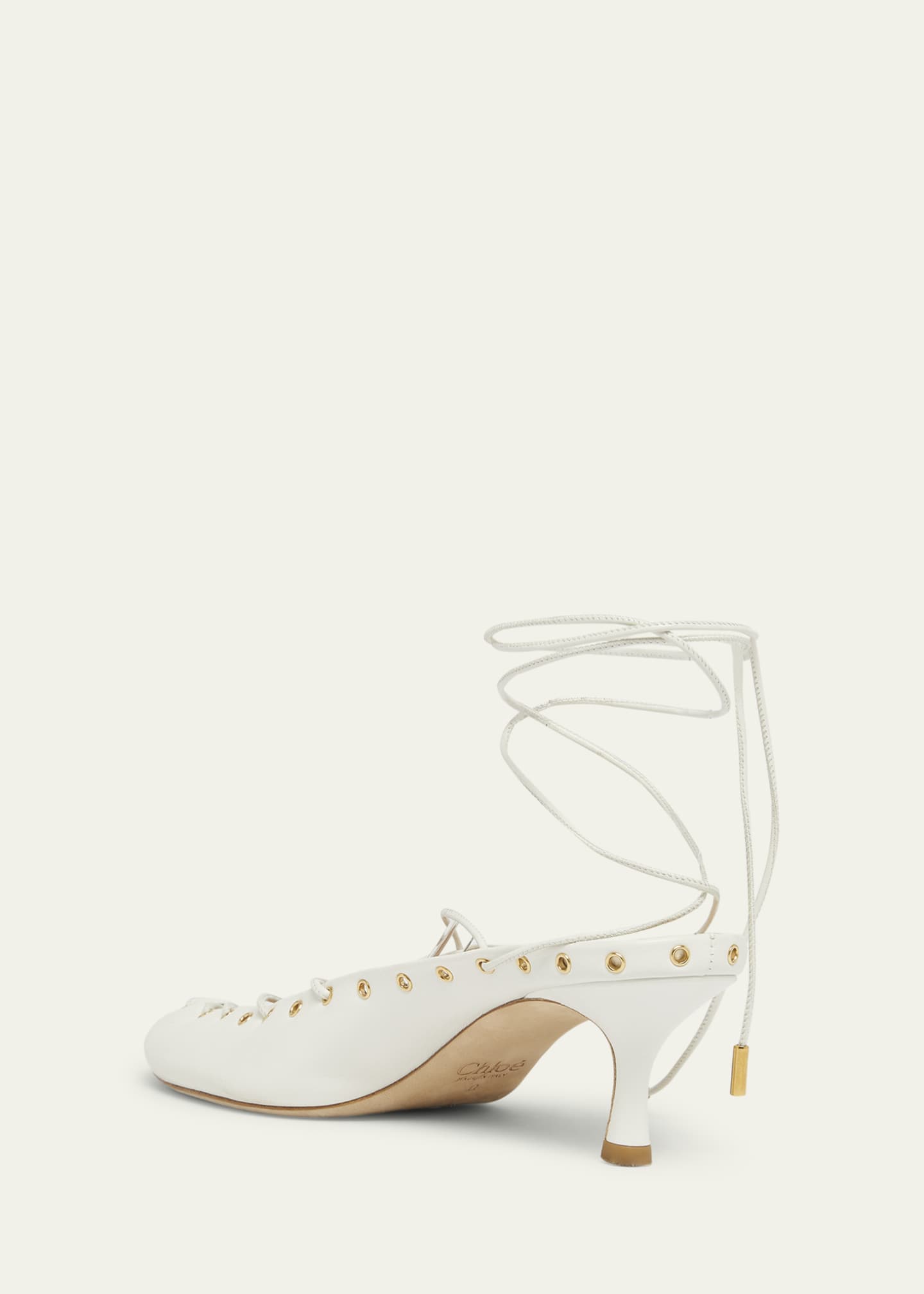 Chloe Ghiles Leather Ankle-Wrap Pumps Image 4 of 6