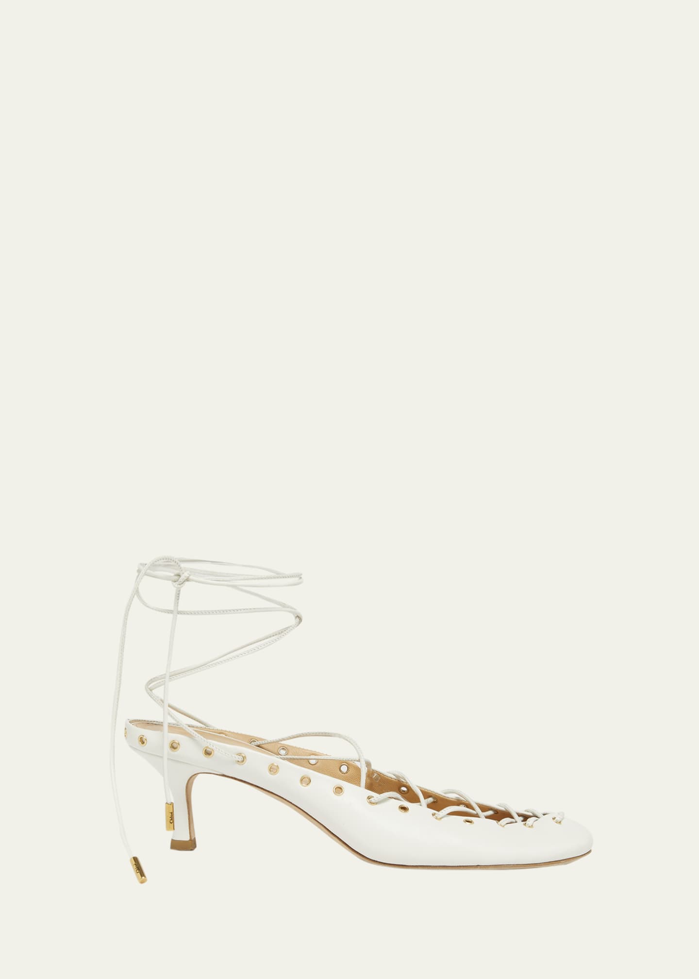 Chloe Ghiles Leather Ankle-Wrap Pumps Image 1 of 6