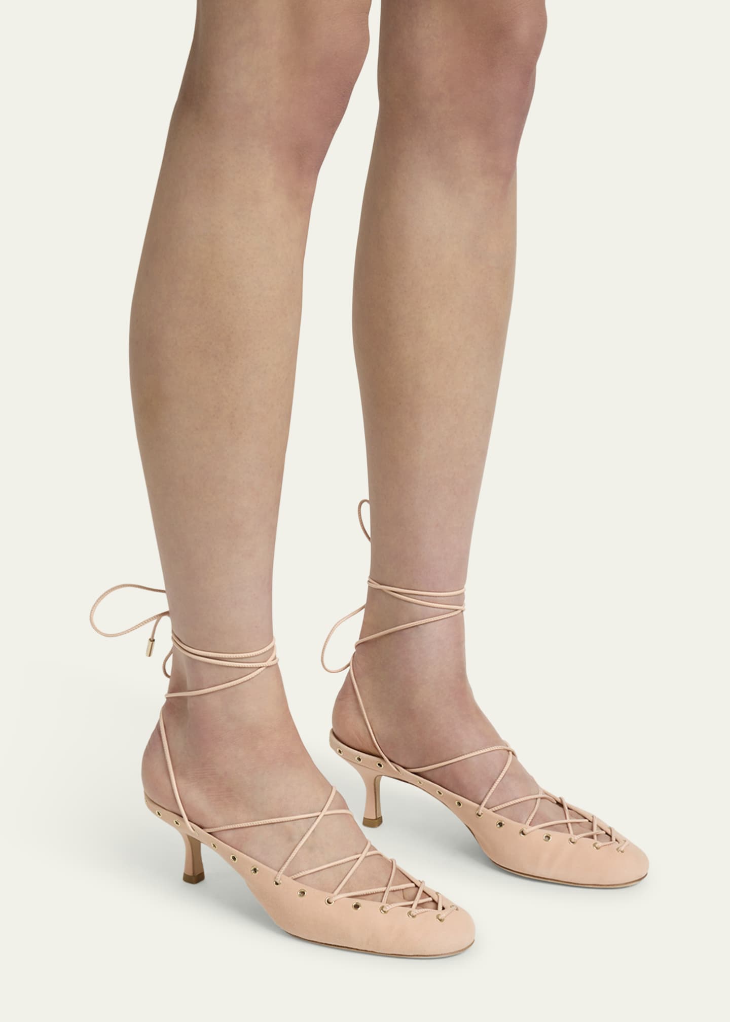 Chloe Ghiles Suede Ankle-Wrap Pumps Image 2 of 6