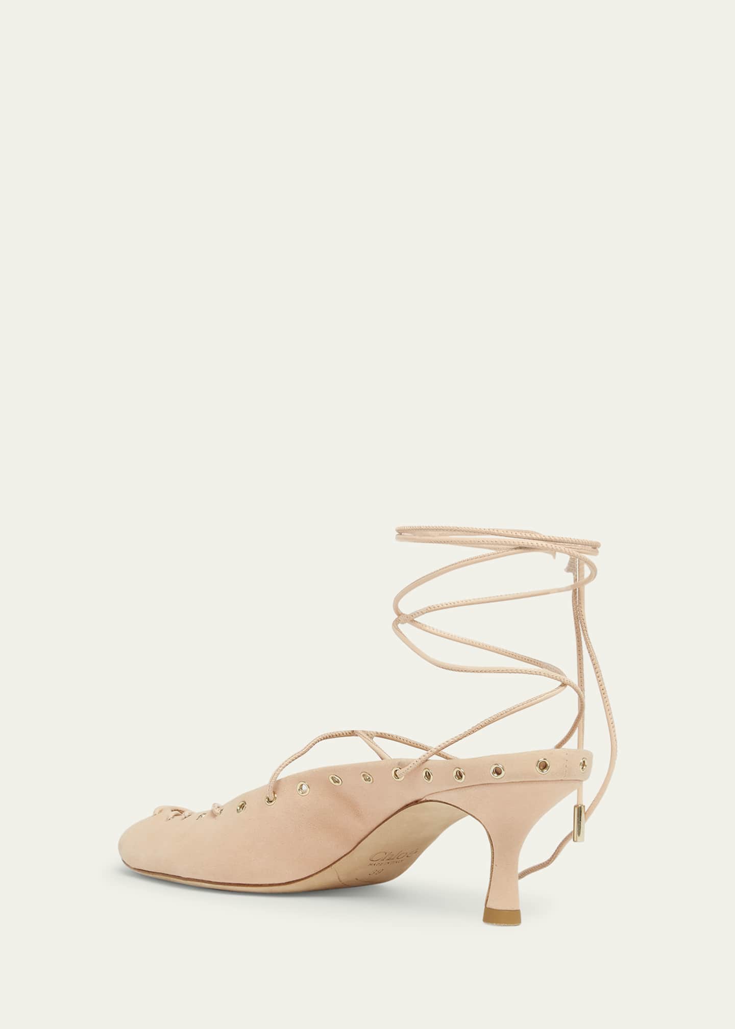 Chloe Ghiles Suede Ankle-Wrap Pumps Image 4 of 6