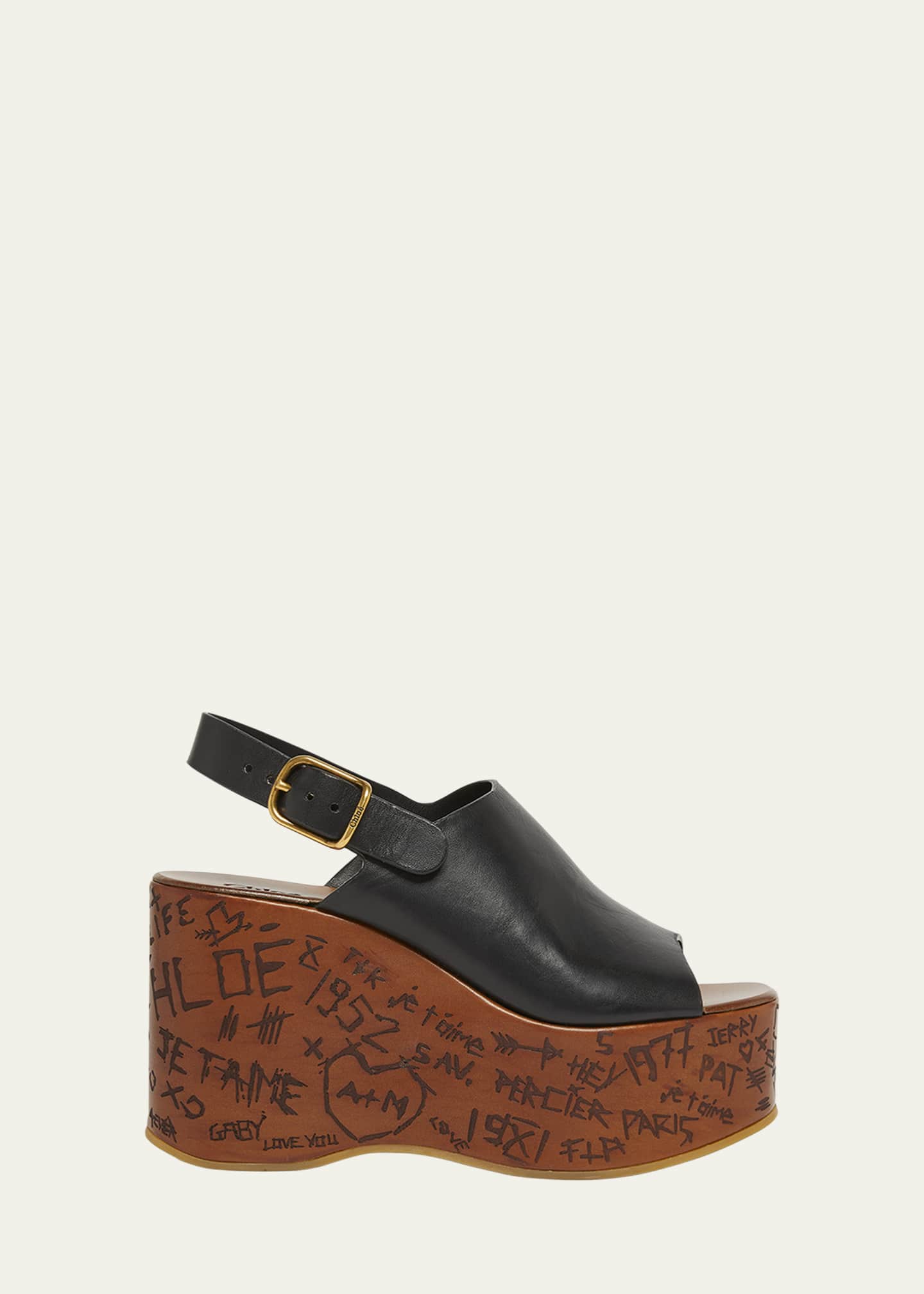Chloe Maxime Leather Slingback Platform Sandals Image 1 of 4