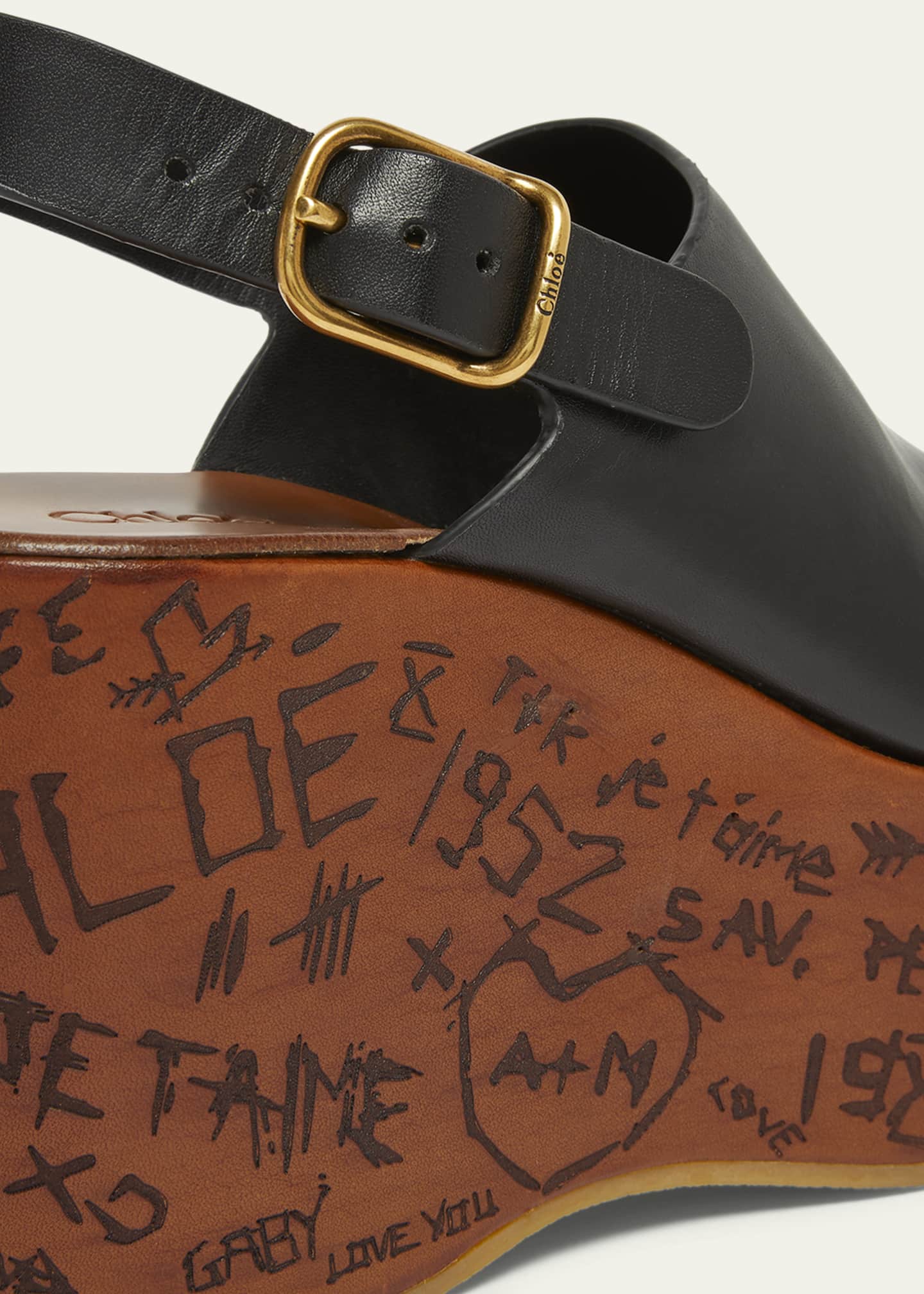 Chloe Maxime Leather Slingback Platform Sandals Image 3 of 4