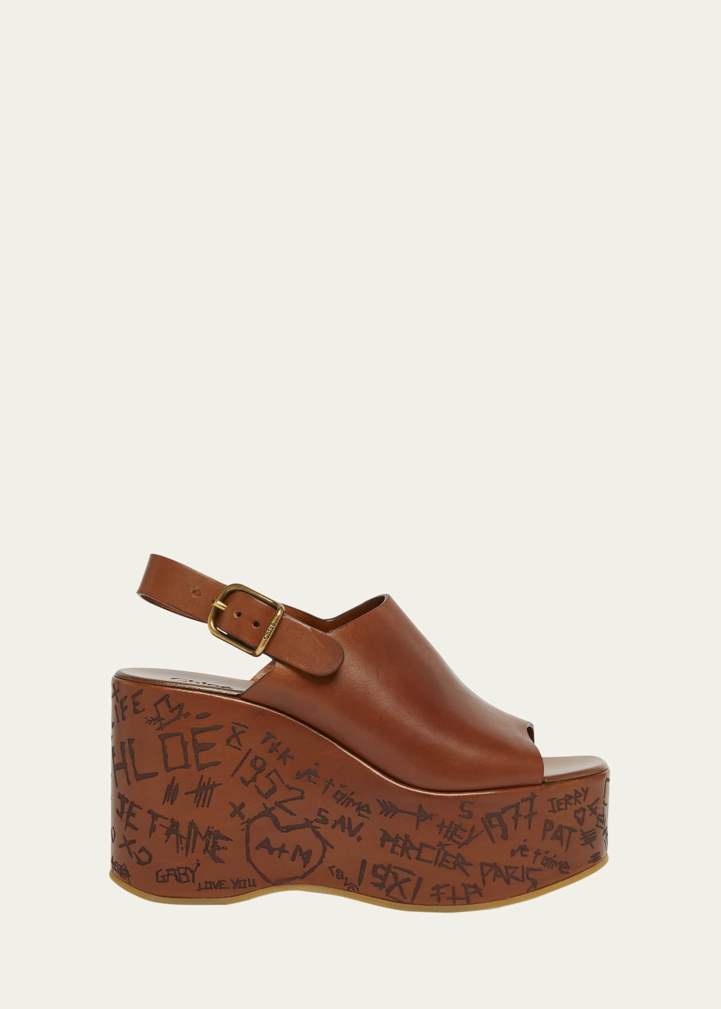 Chloe Maxime Leather Slingback Platform Sandals Image 1 of 4