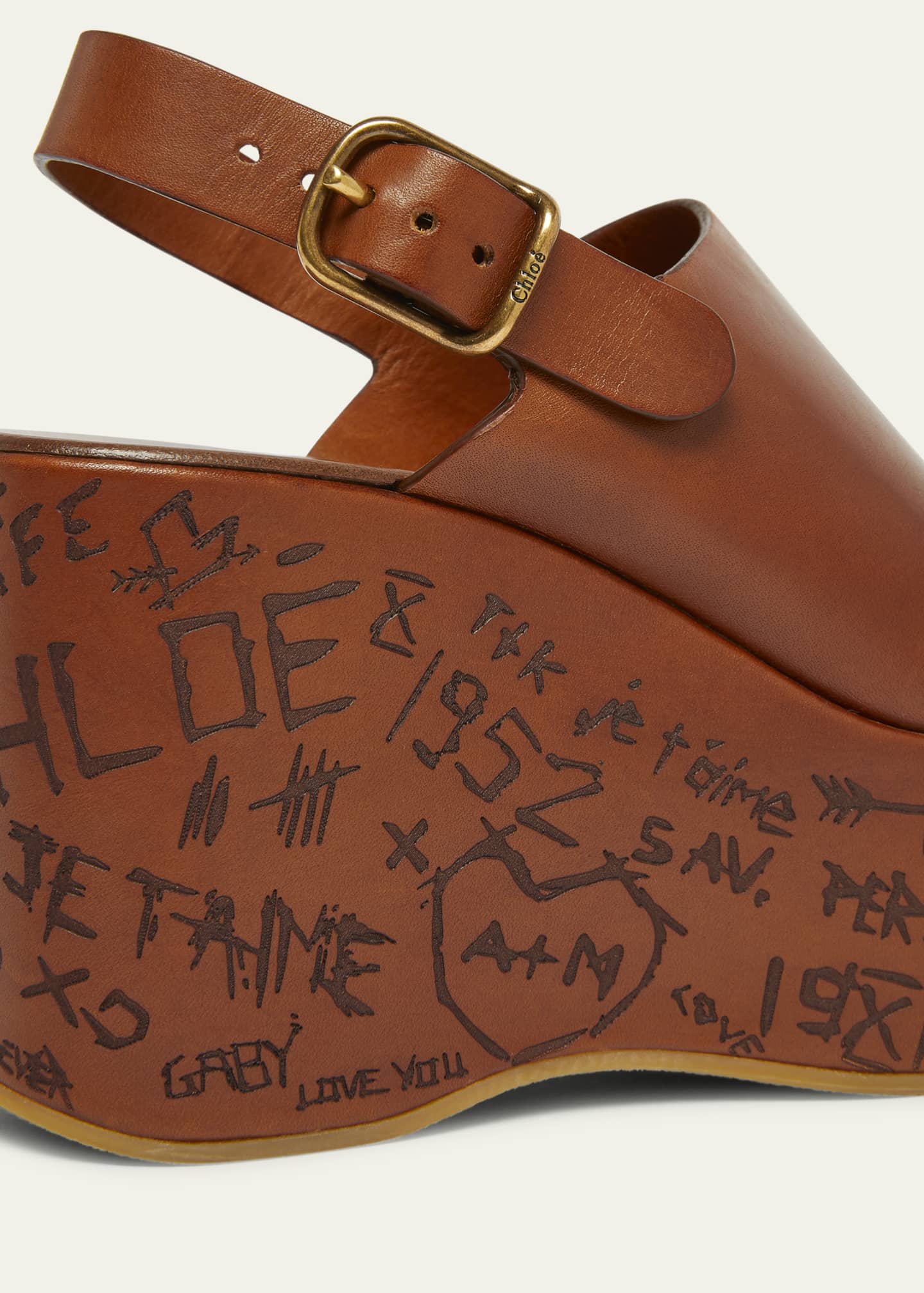 Chloe Maxime Leather Slingback Platform Sandals Image 3 of 4