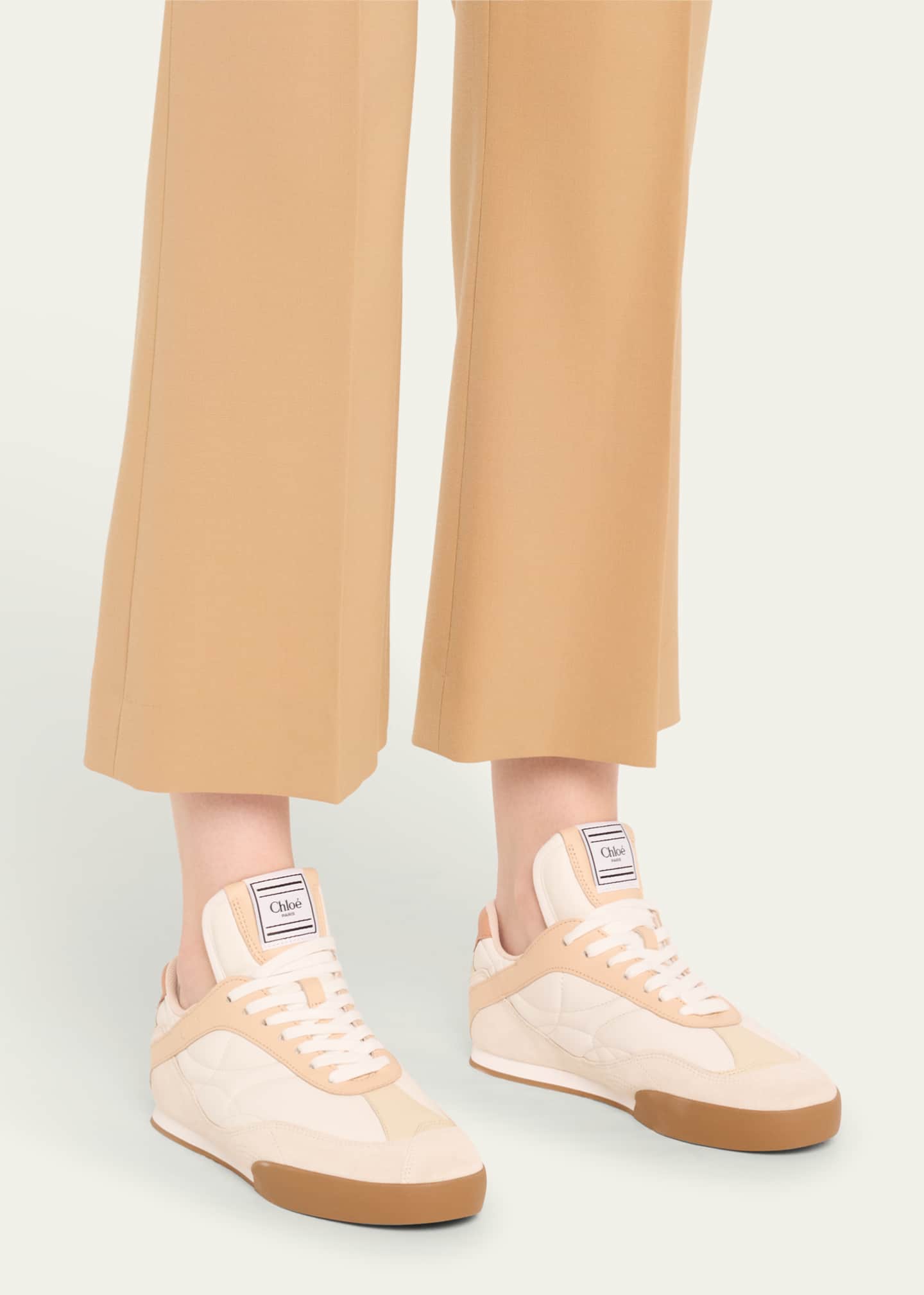 Chloe Kick Mixed Leather Low-Top Sneakers Image 2 of 6