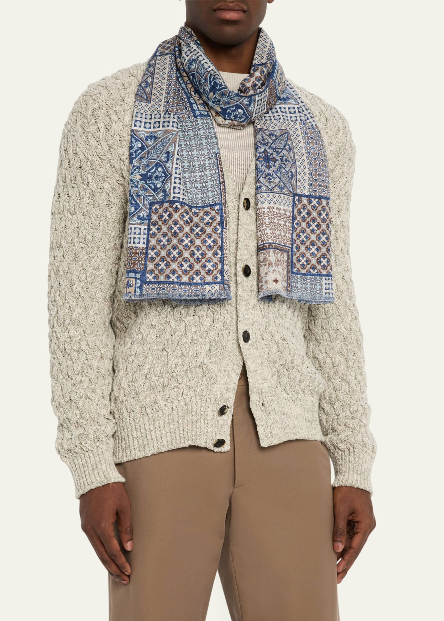 Rosi Collection Men's Double-Face Silk Scarf Image 3 of 4