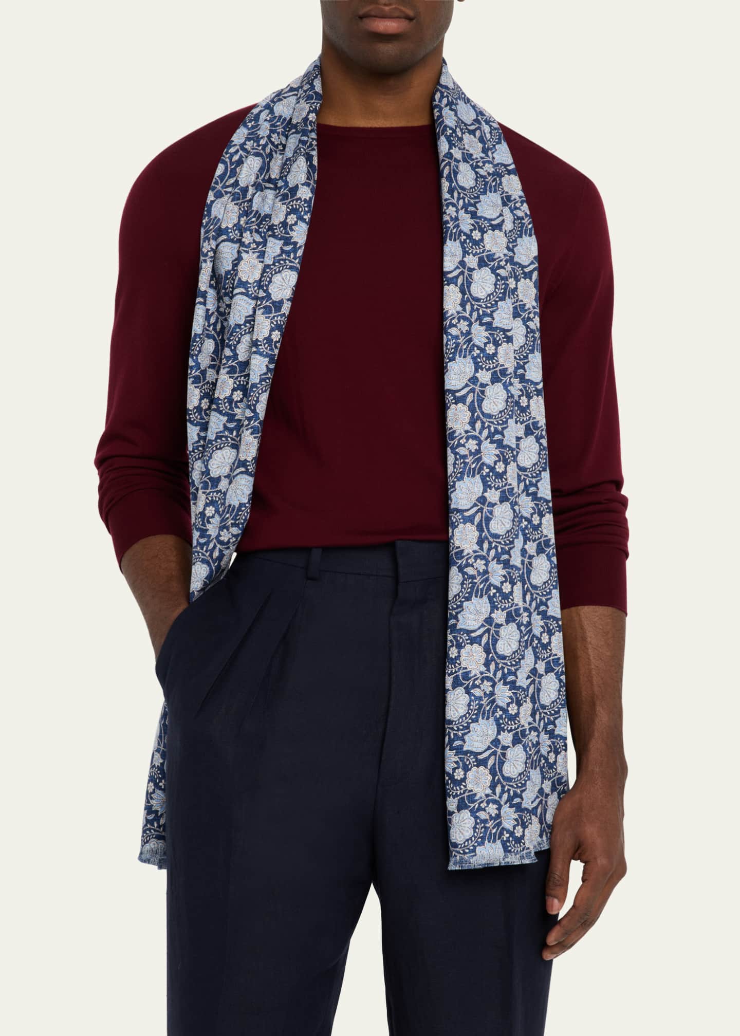 Rosi Collection Men's Silk Double-Face Scarf Image 3 of 4
