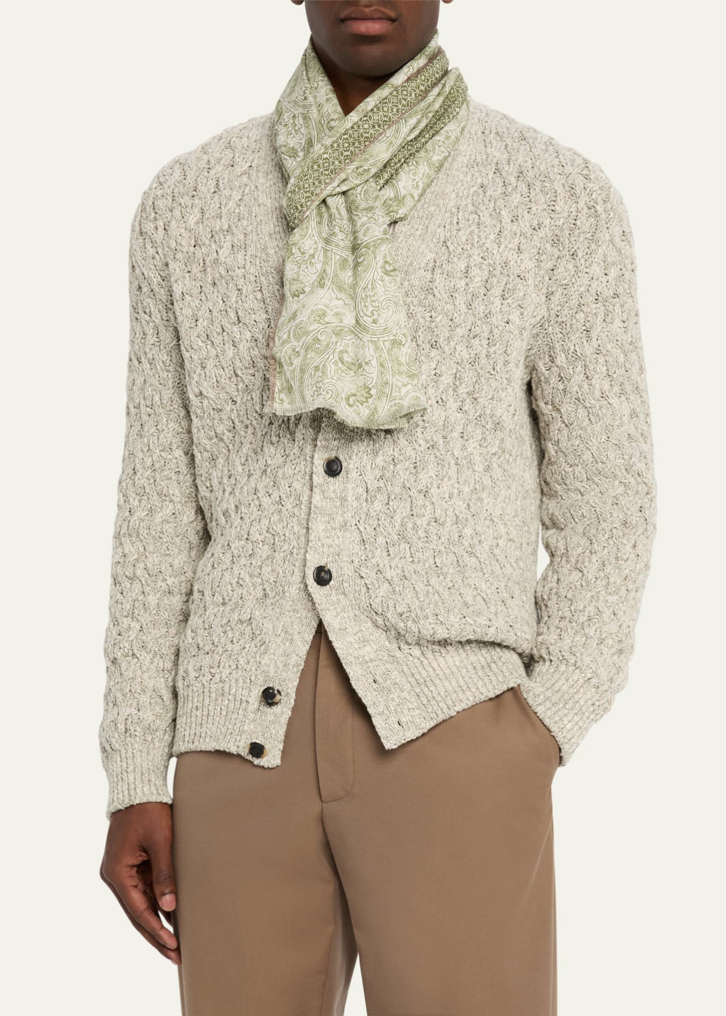 Rosi Collection Men's Silk and Linen Double-Face Scarf Image 3 of 4