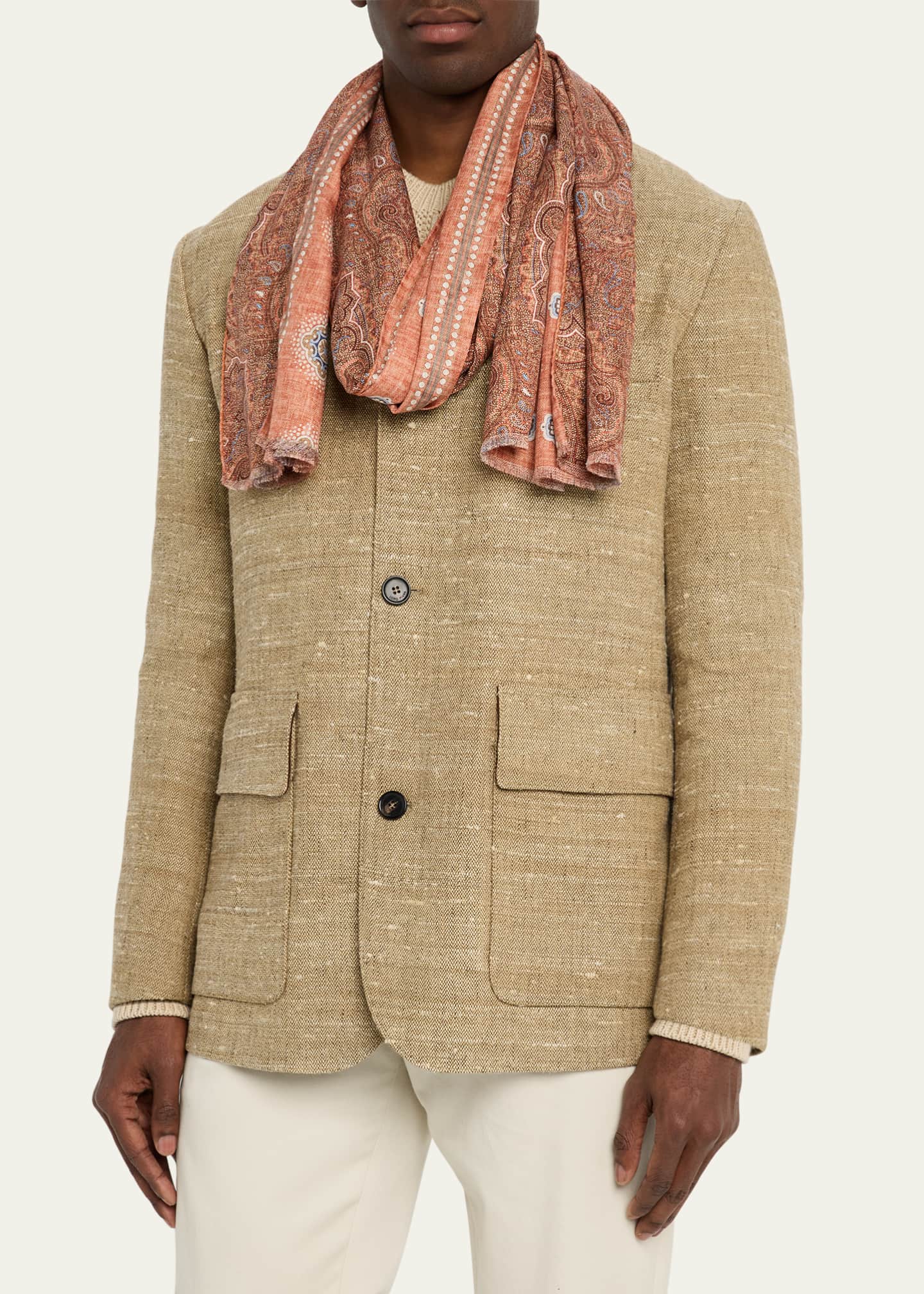 Rosi Collection Men's Double-Face Silk Scarf Image 3 of 4